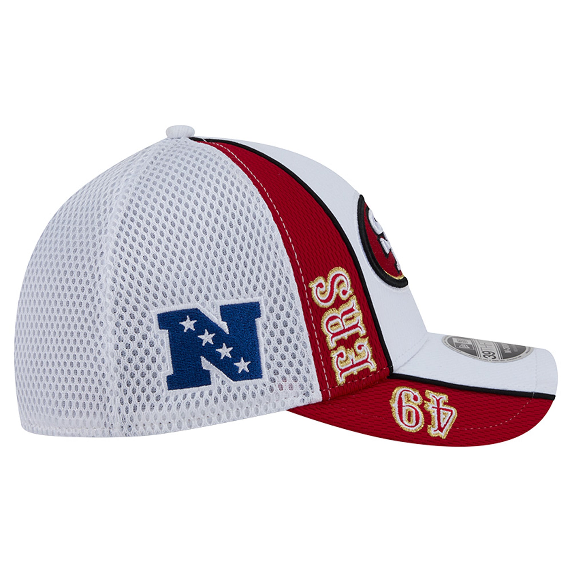 Men's New Era White/Scarlet San Francisco 49ers Dash 39THIRTY M-Crown Flex Hat