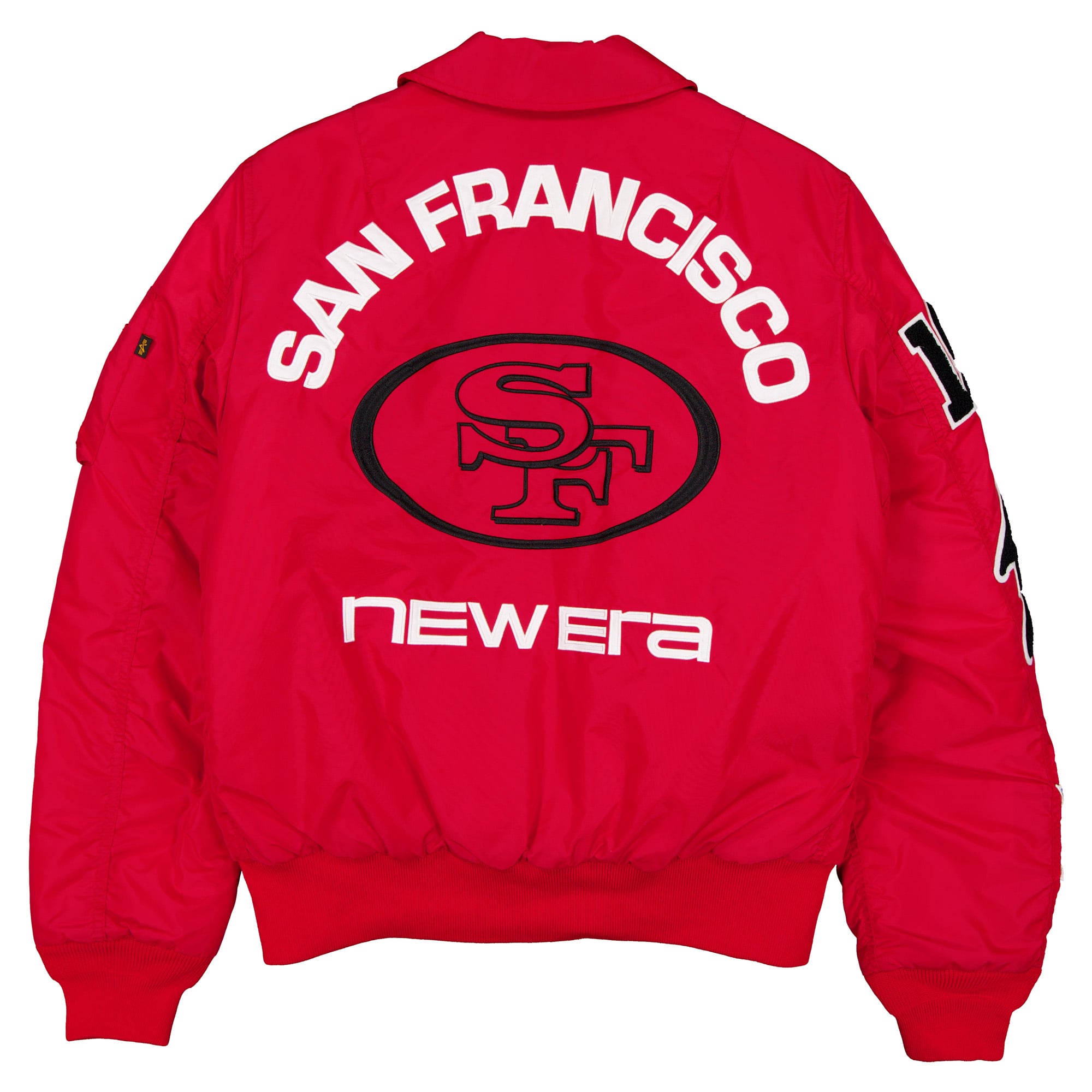 Veste bomber zippée intégrale New Era x Alpha Industries Scarlet San Francisco 49ers MA-1 pour homme