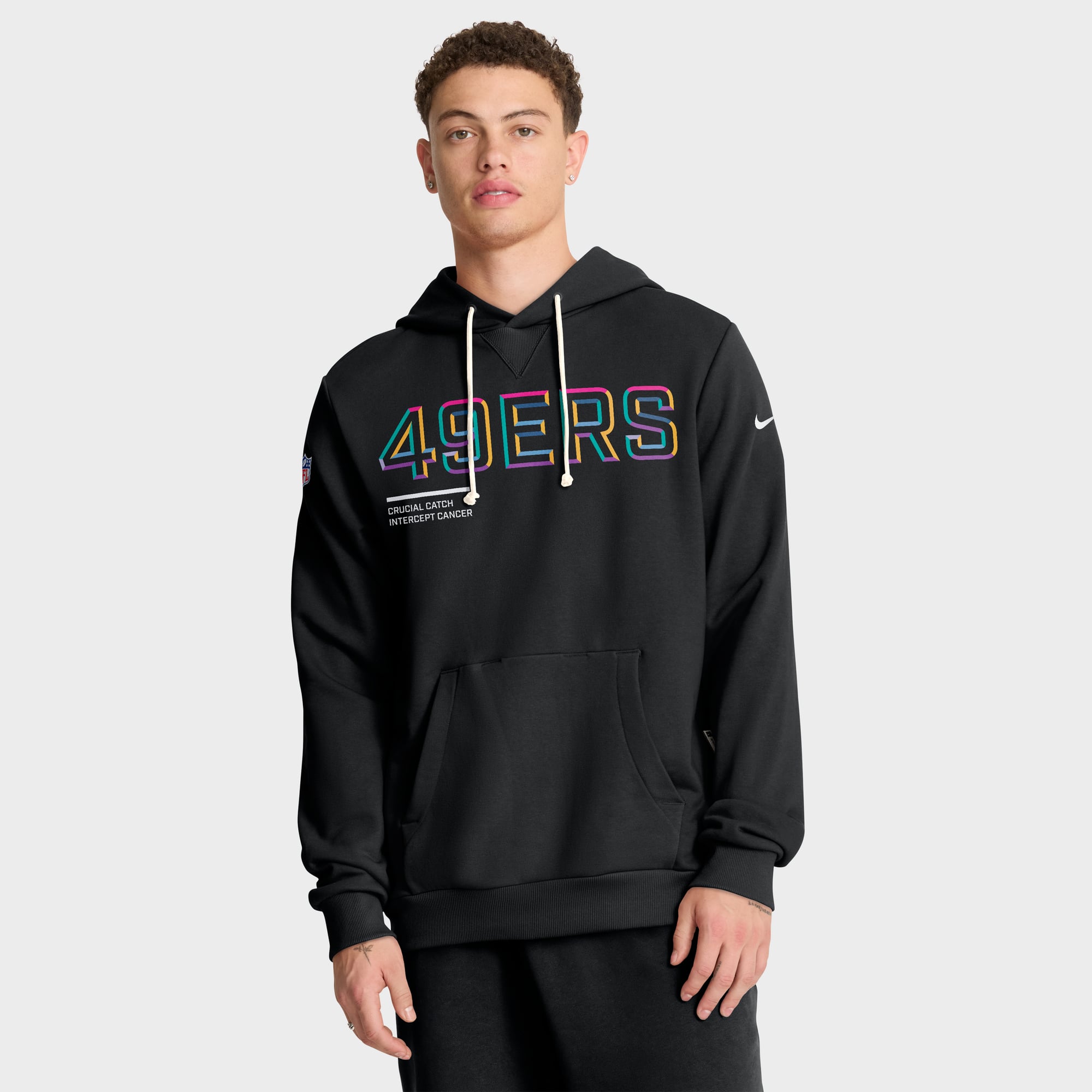 Men's Nike Black San Francisco 49ers 2025 NFL Crucial Catch Sideline Standard Issue Dri-FIT Hoodie