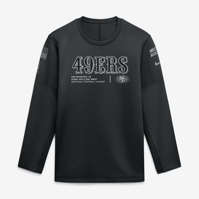  San Francisco 49ers Nike 2026 Salute to Service Sideline Coaches Crewneck Therma-FIT Sweatshirt - Black