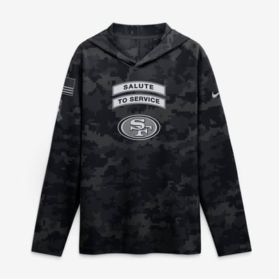  San Francisco 49ers Nike 2026 Salute to Service Sideline Lightweight Hooded Dri-FIT Long Sleeve Top - Black