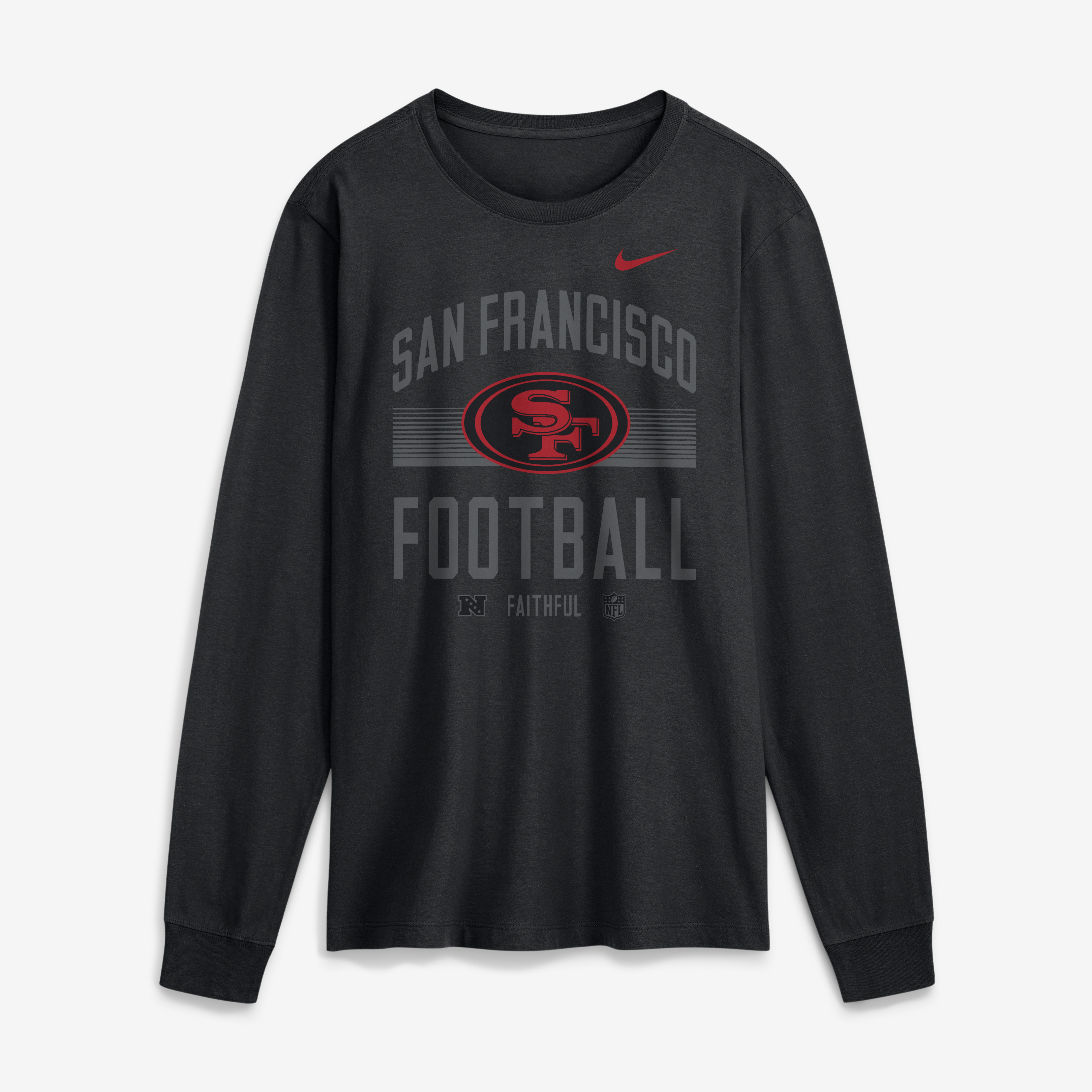 T-shirt à manches longues en coton essentiel Nike noir San Francisco 49ers Always Prepared pour homme