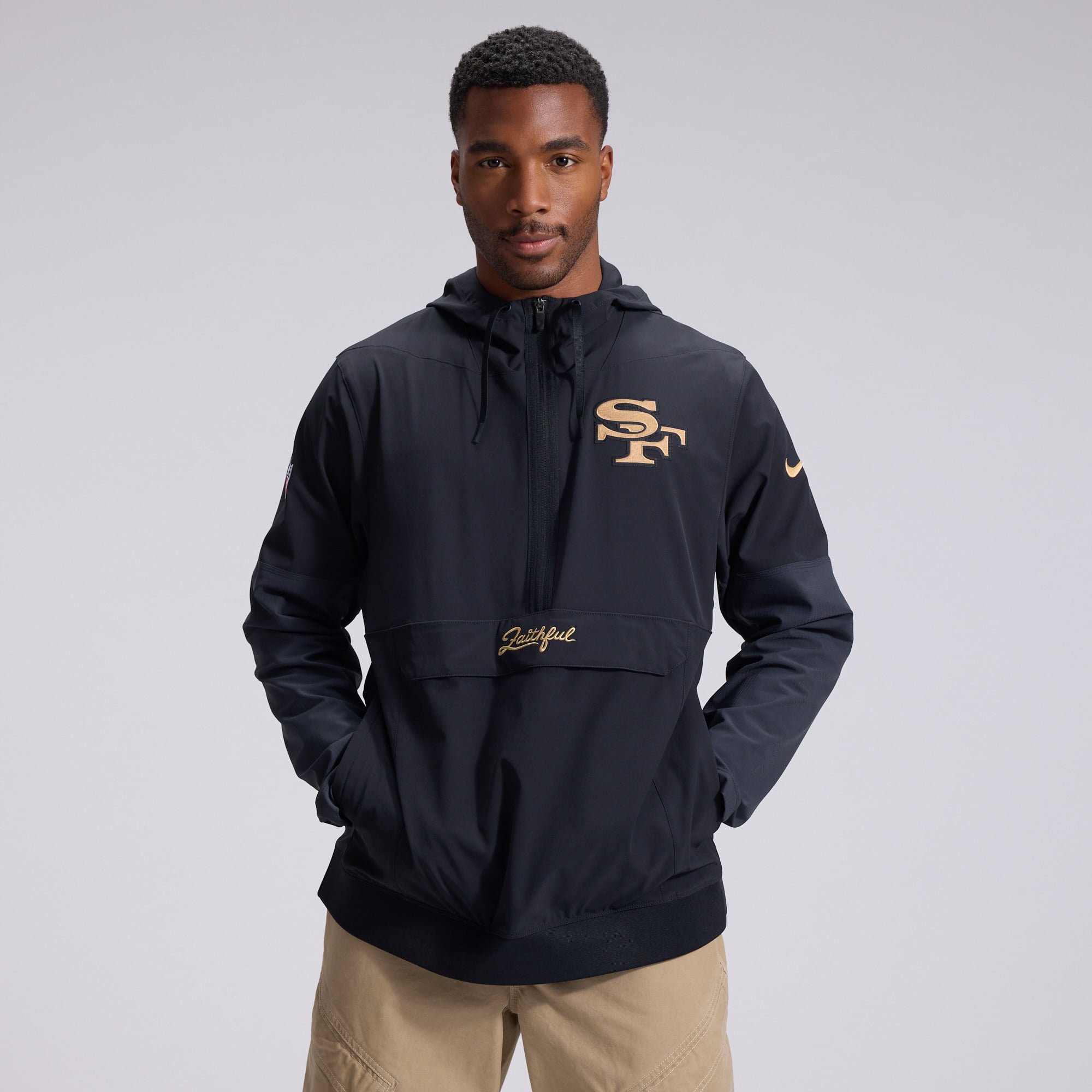 Men's Nike  Black San Francisco 49ers Rivalries Collection Sideline Anorak Half-Zip Jacket