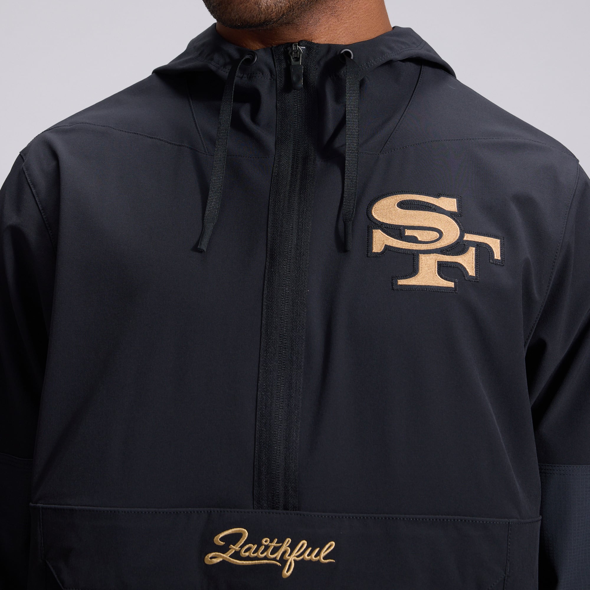 Men's Nike  Black San Francisco 49ers Rivalries Collection Sideline Anorak Half-Zip Jacket