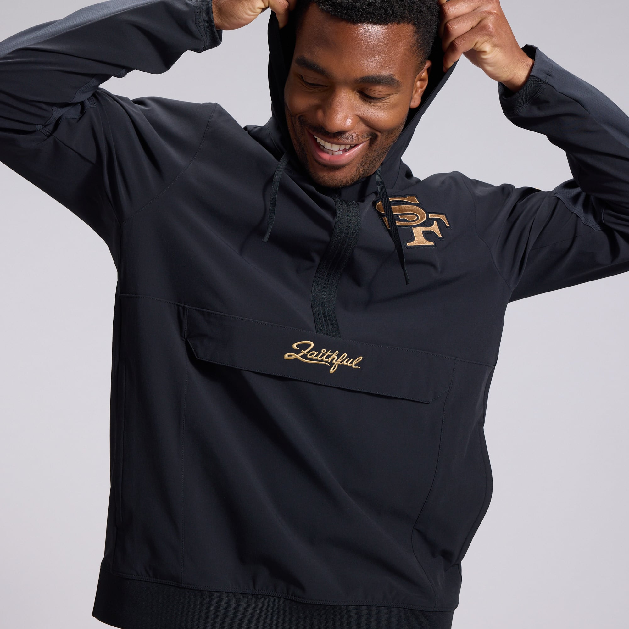 Men's Nike  Black San Francisco 49ers Rivalries Collection Sideline Anorak Half-Zip Jacket