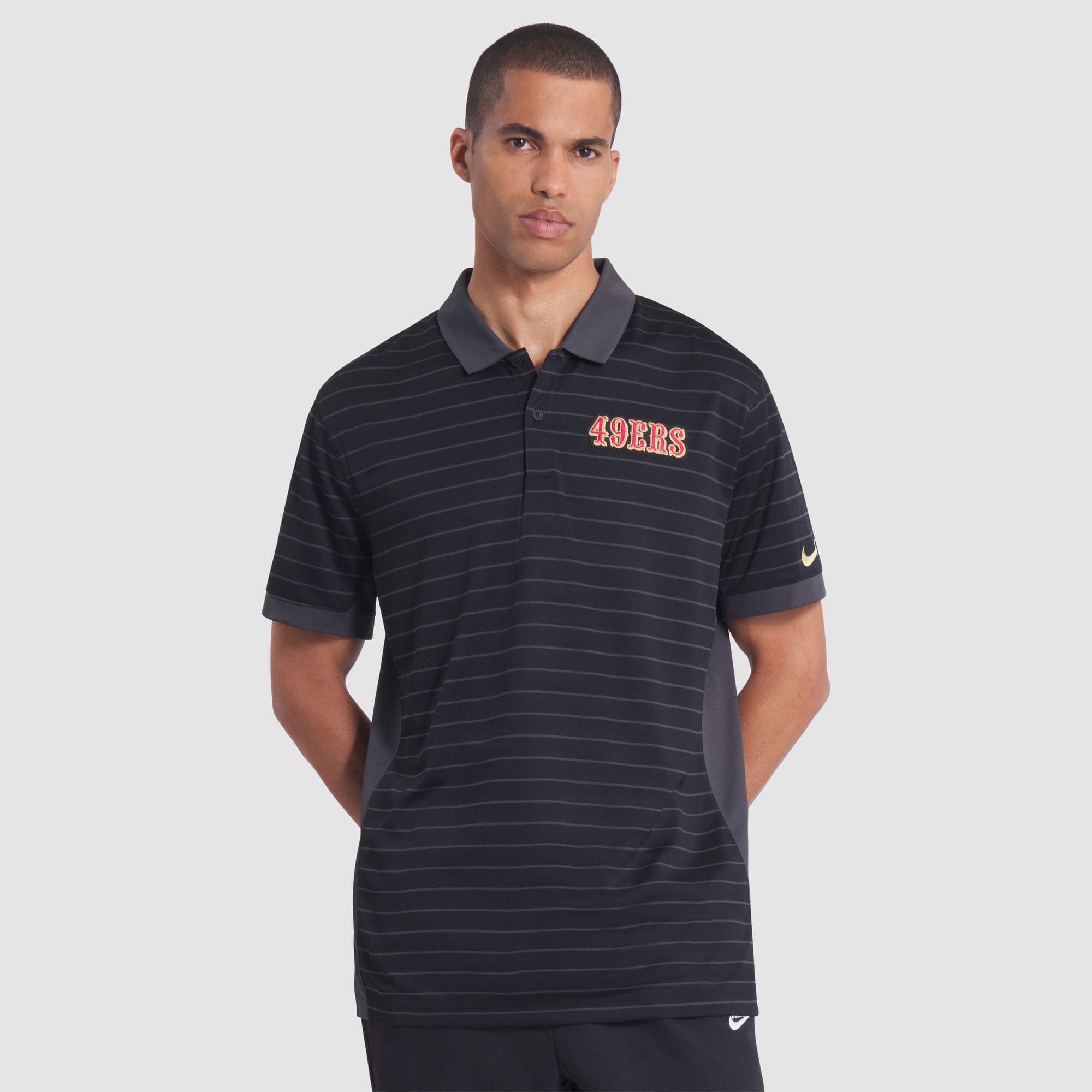Men's Nike  Black San Francisco 49ers Rivalries Collection Sideline Victory Striped Dri-FIT Polo