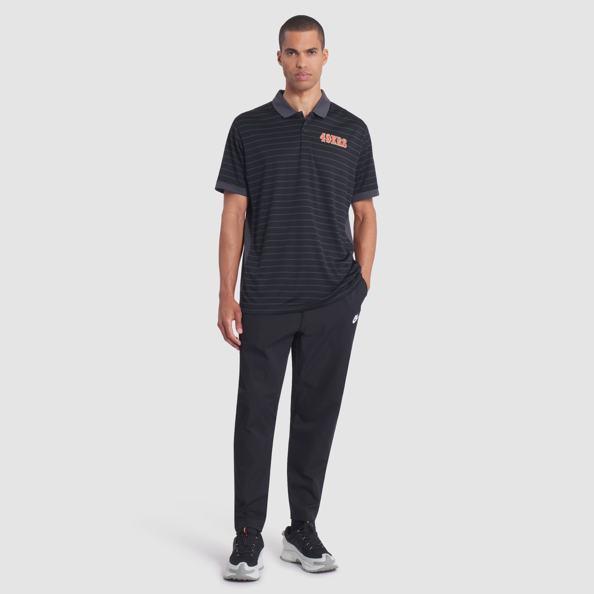Men's Nike  Black San Francisco 49ers Rivalries Collection Sideline Victory Striped Dri-FIT Polo
