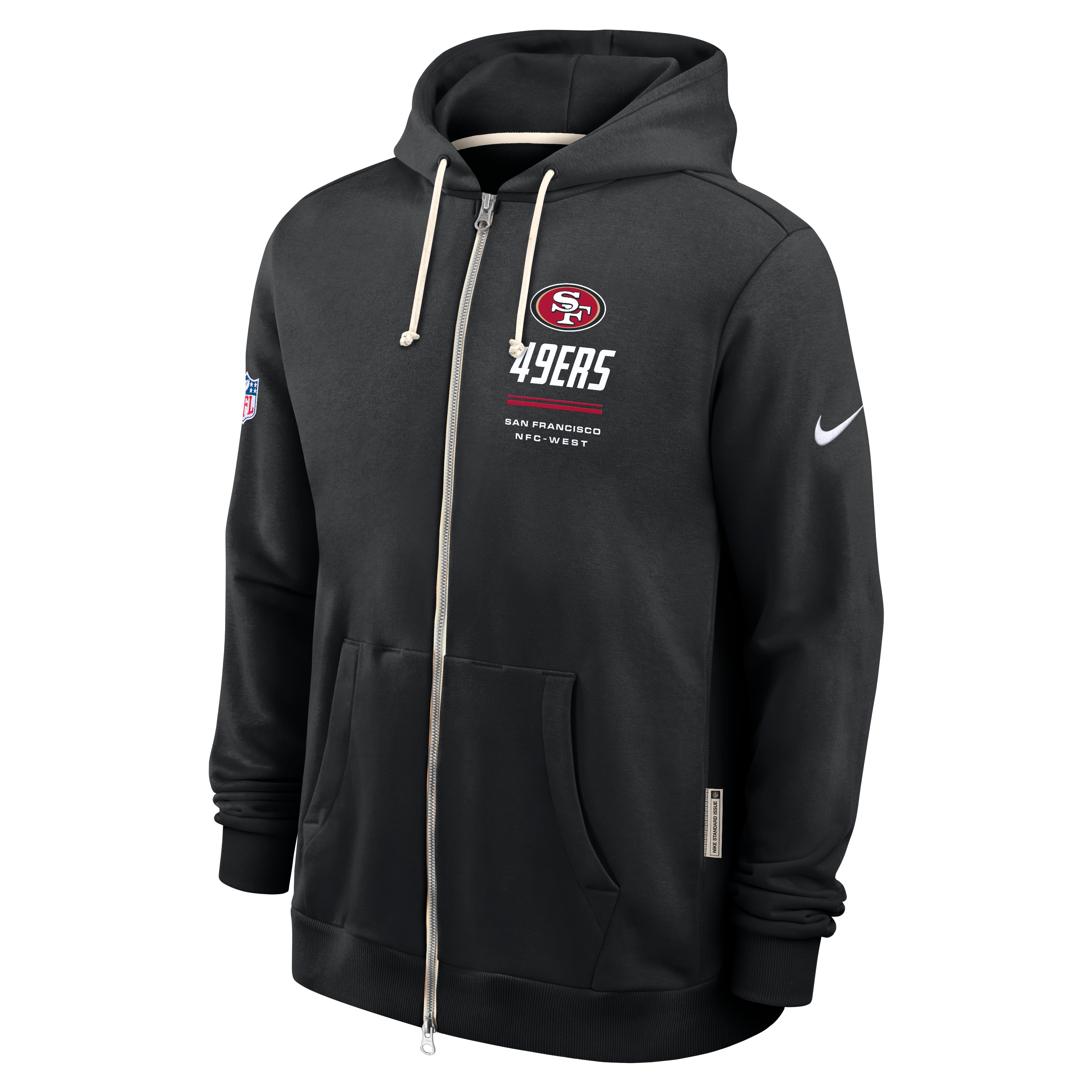 Sweat à capuche zippé Nike noir San Francisco 49ers Sideline Standard Issue Dri-FIT pour homme