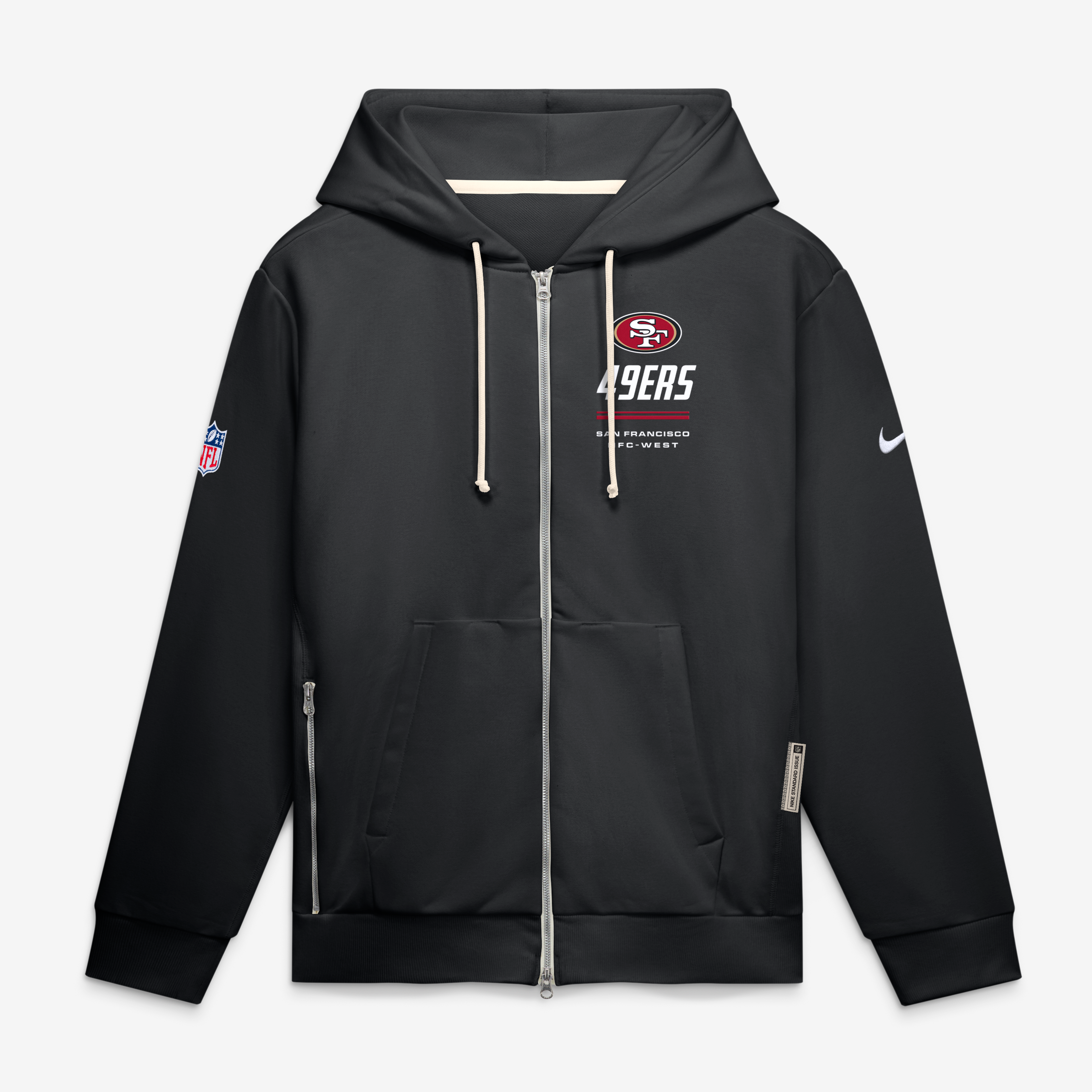 Sweat à capuche zippé Nike noir San Francisco 49ers Sideline Standard Issue Dri-FIT pour homme
