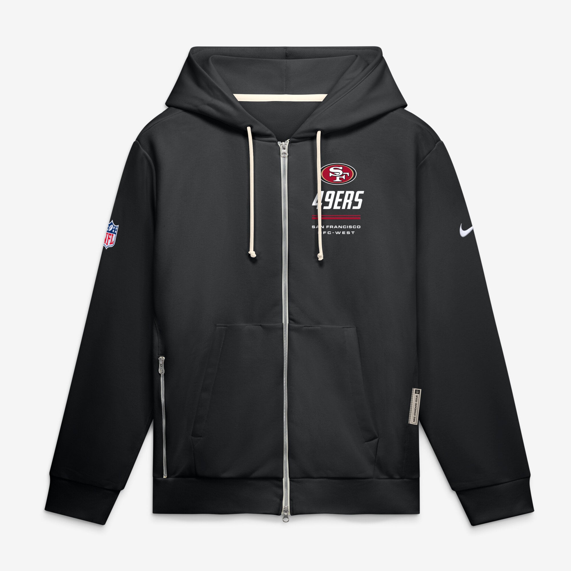 Sweat à capuche zippé Nike noir San Francisco 49ers Sideline Standard Issue Quarterback Scramble Dri-FIT pour homme