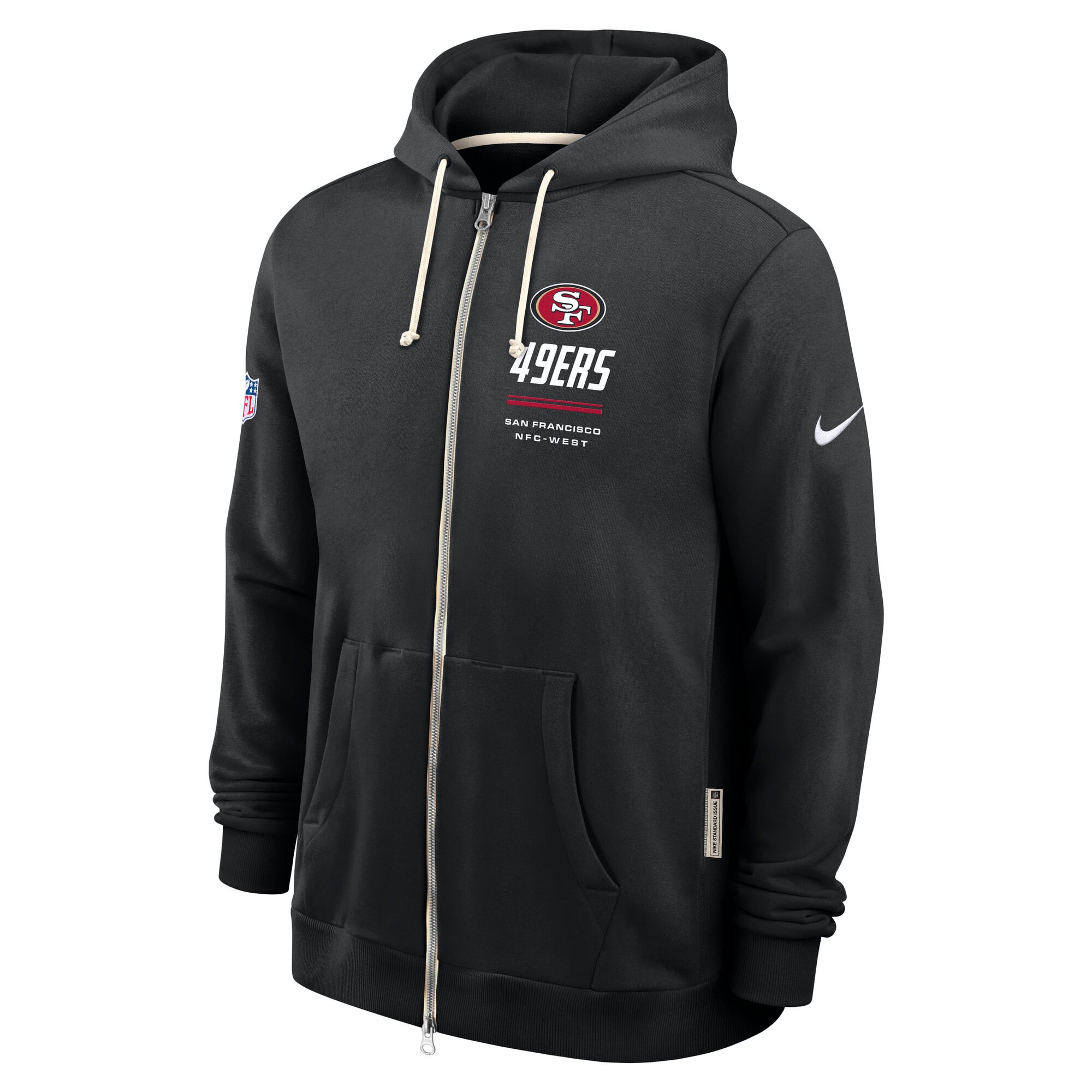 Sweat à capuche zippé Nike noir San Francisco 49ers Sideline Standard Issue Quarterback Scramble Dri-FIT pour homme