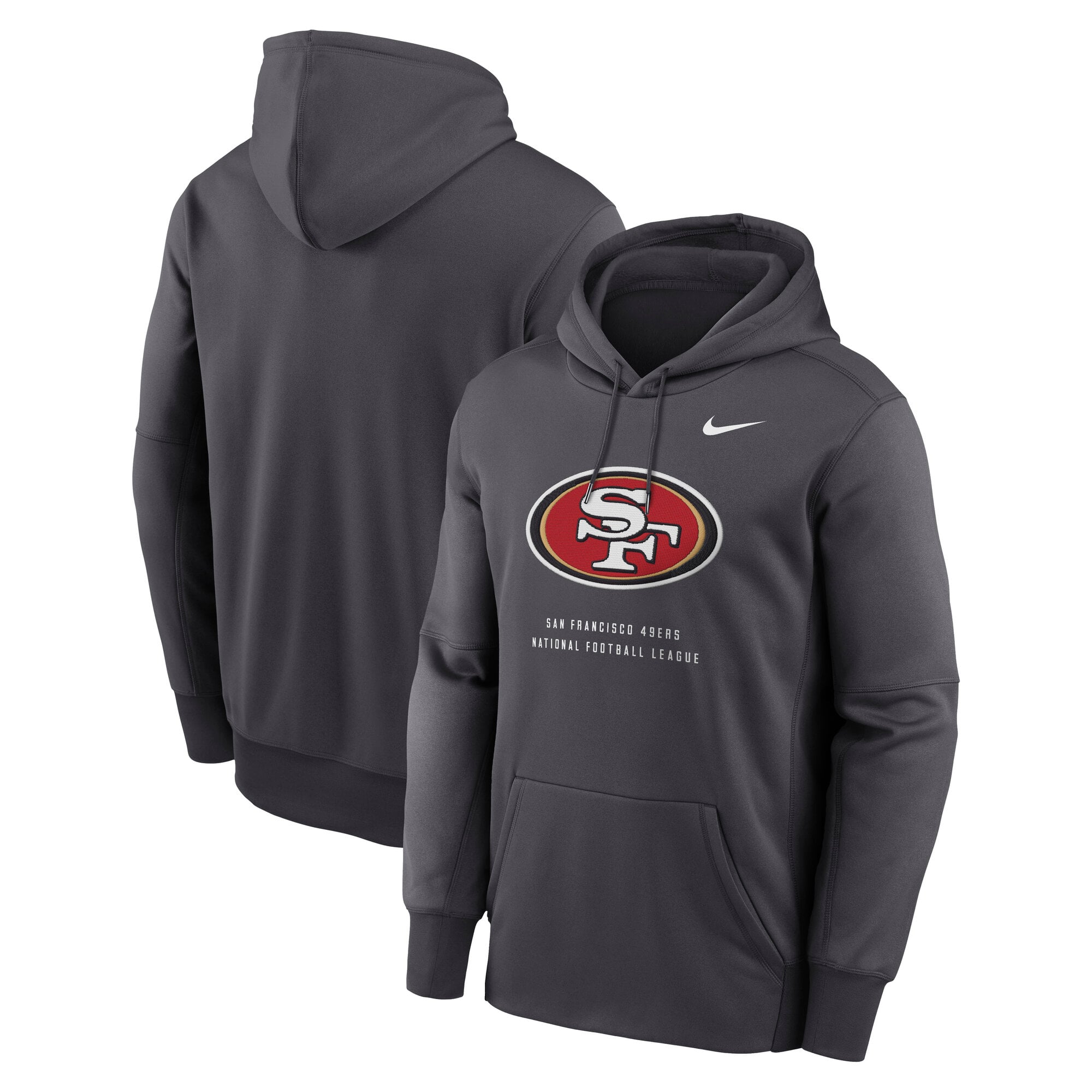 Men's Nike Charcoal San Francisco 49ers Toss Sweep Therma-FIT Hoodie