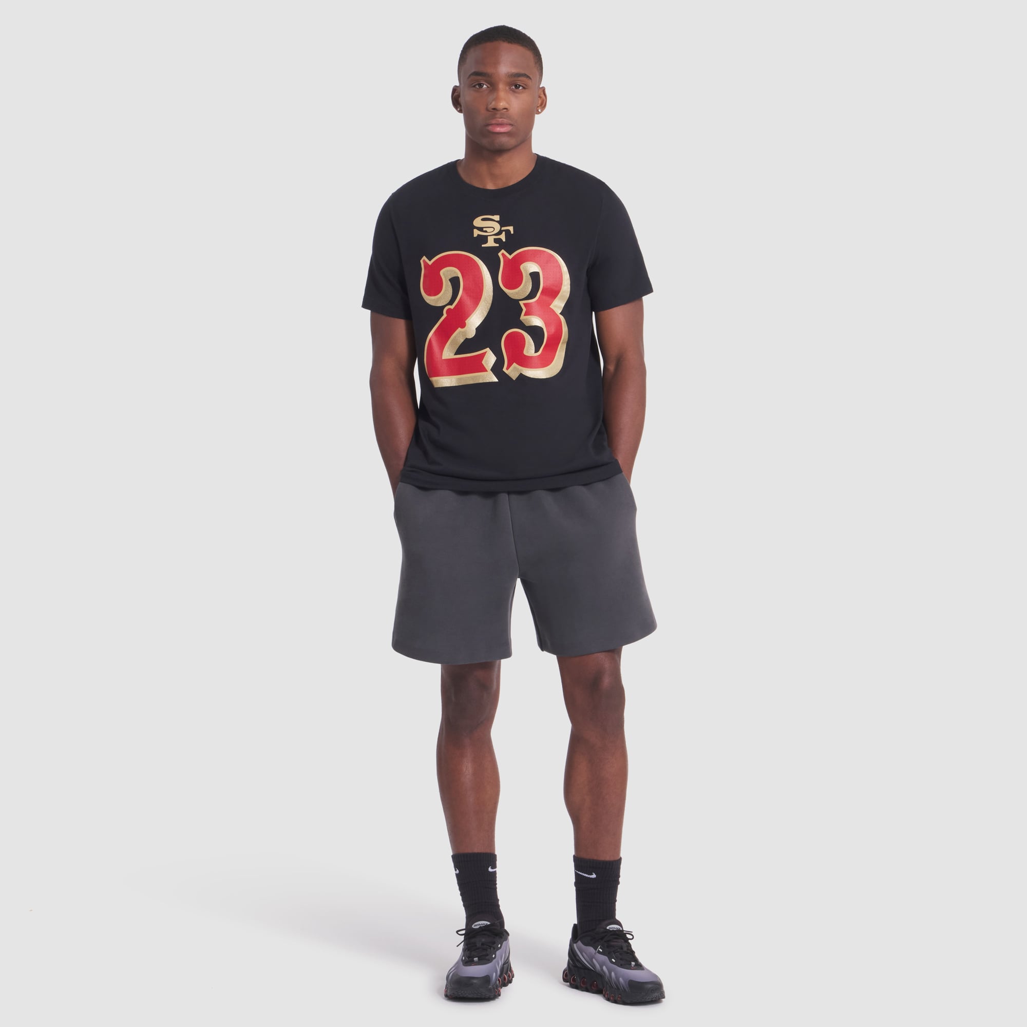 Men's Nike Christian McCaffrey Black San Francisco 49ers Rivalries Collection Player Name & Number T-Shirt