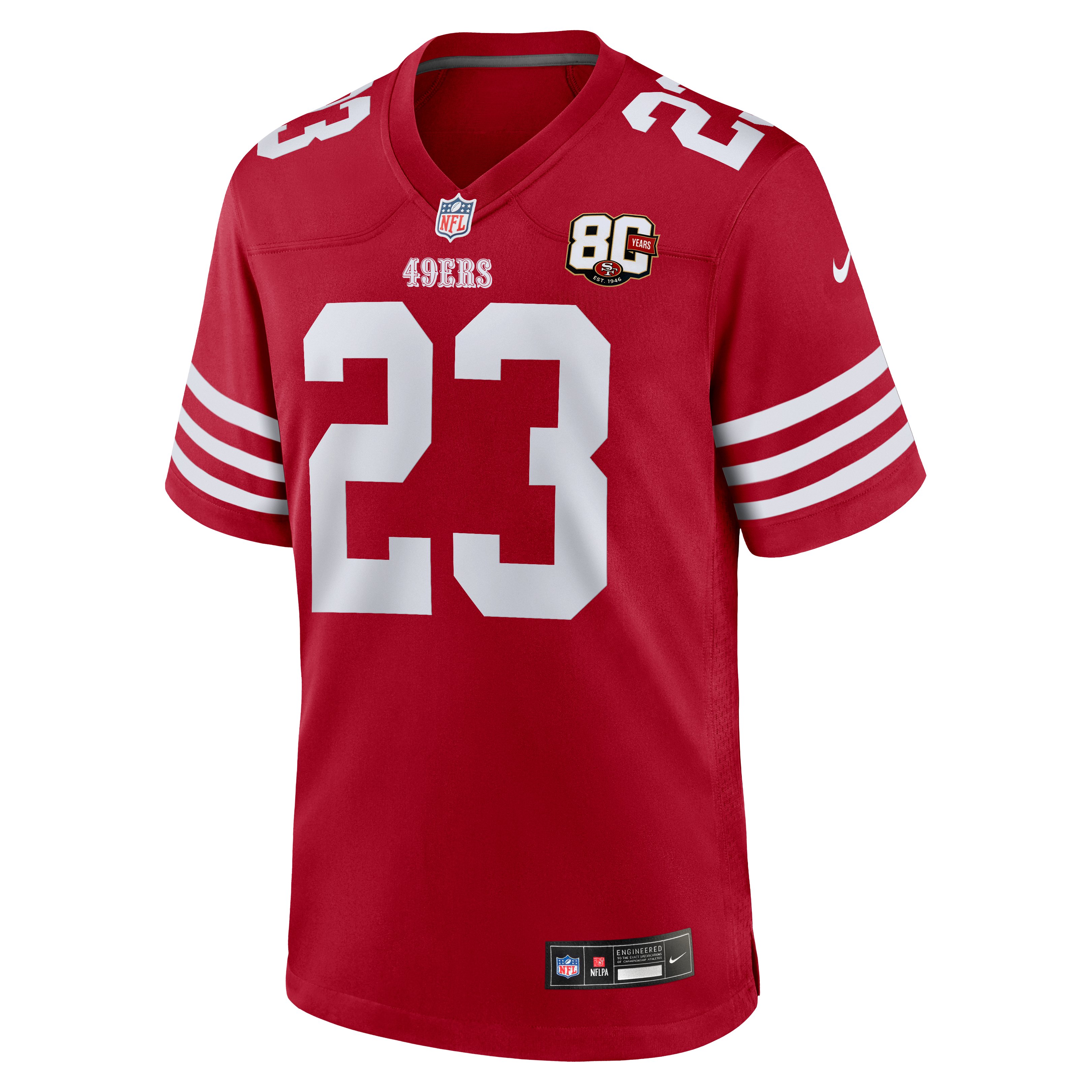 Men's Nike Christian McCaffrey White San Francisco 49ers 80th Anniversary Game Jersey