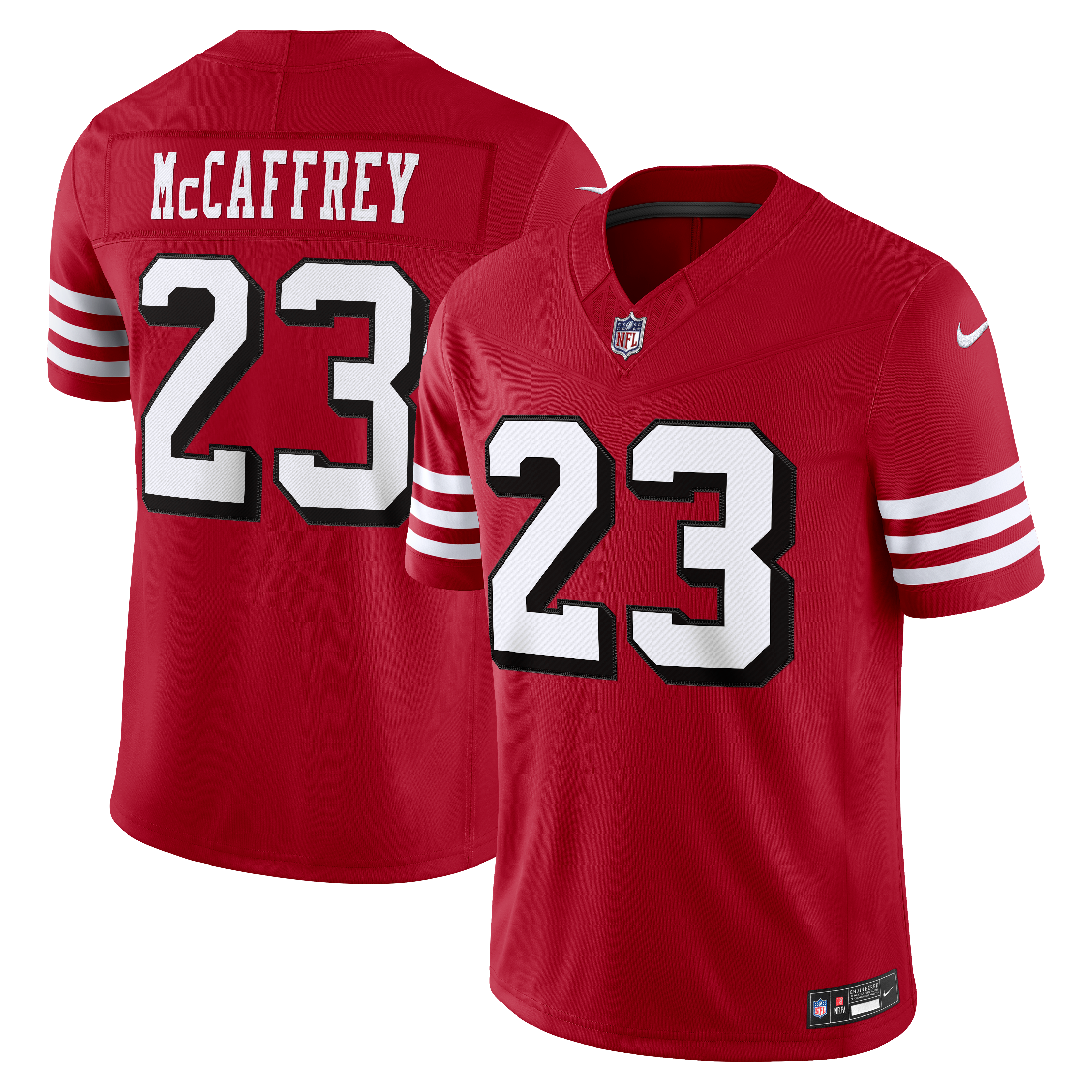 Men's Nike Christian McCaffrey Scarlet San Francisco 49ers Alternate Vapor F.U.S.E. Stitched Limited Jersey
