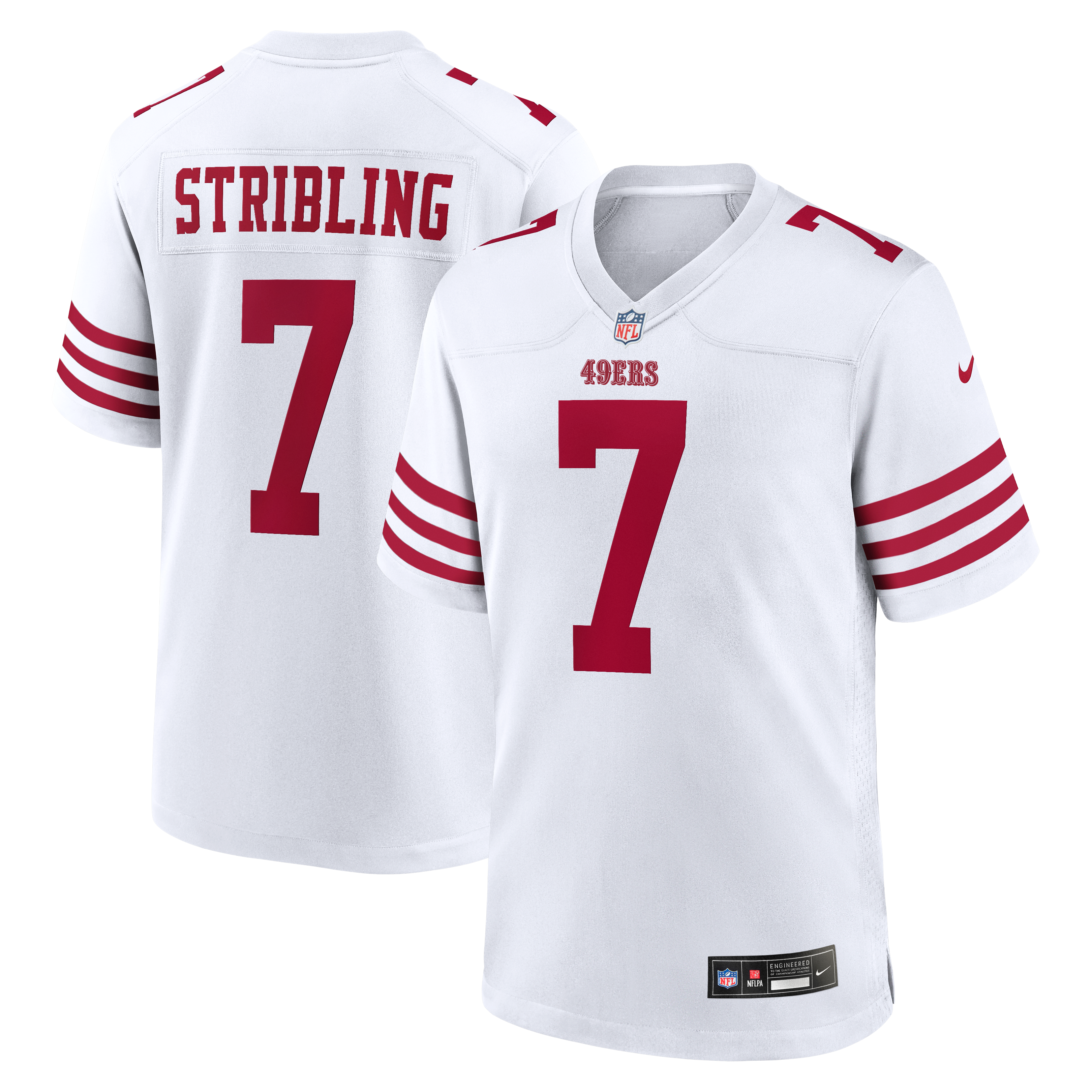 Maillot de match Nike De'Zhaun Stribling blanc des 49ers San Francisco pour homme