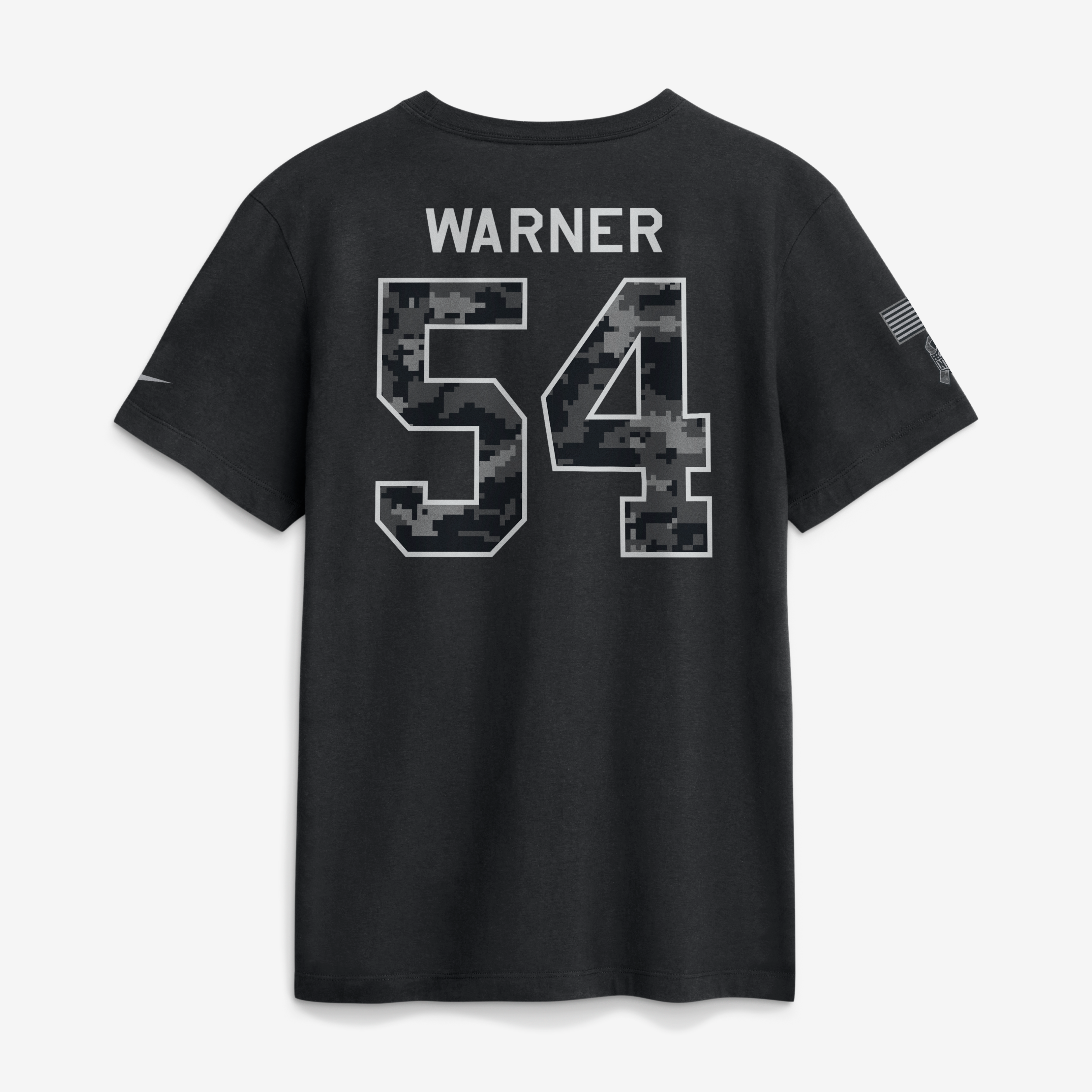 T-shirt Nike Fred Warner noir pour homme, San Francisco 49ers 2026 Salute to Service, nom et numéro