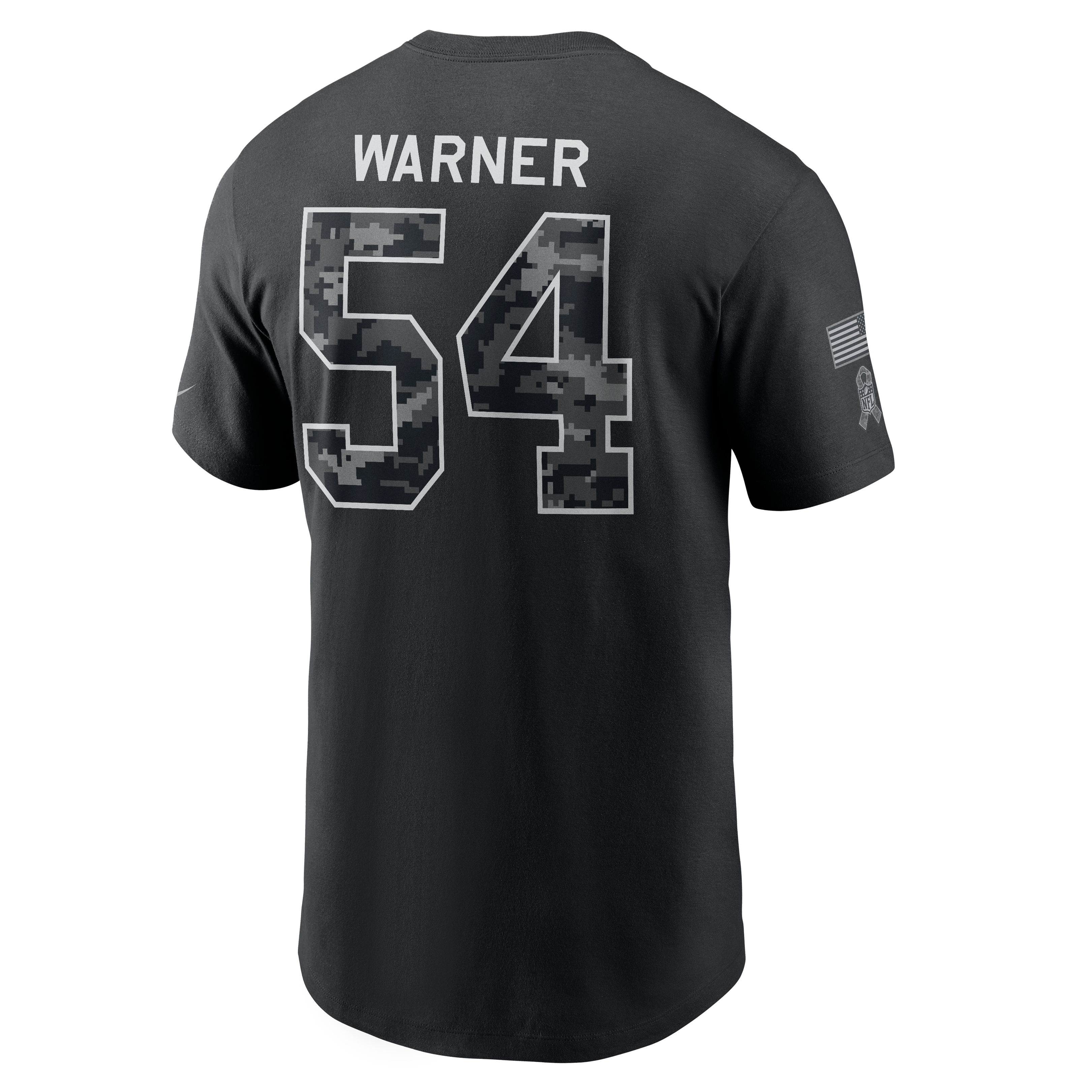 T-shirt Nike Fred Warner noir pour homme, San Francisco 49ers 2026 Salute to Service, nom et numéro