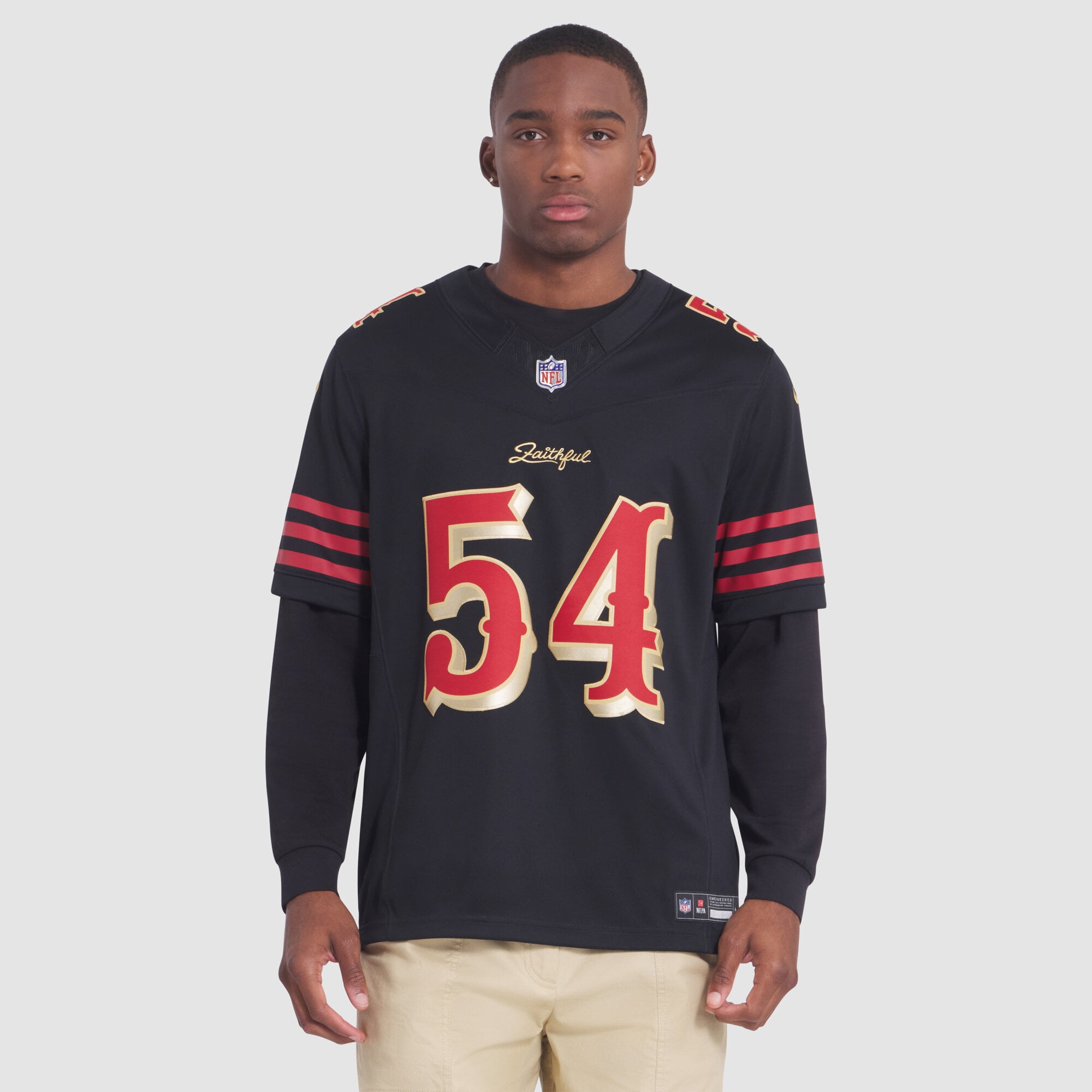 Maillot Nike Fred Warner noir pour homme, collection Rivalries des 49ers de San Francisco, édition limitée cousue