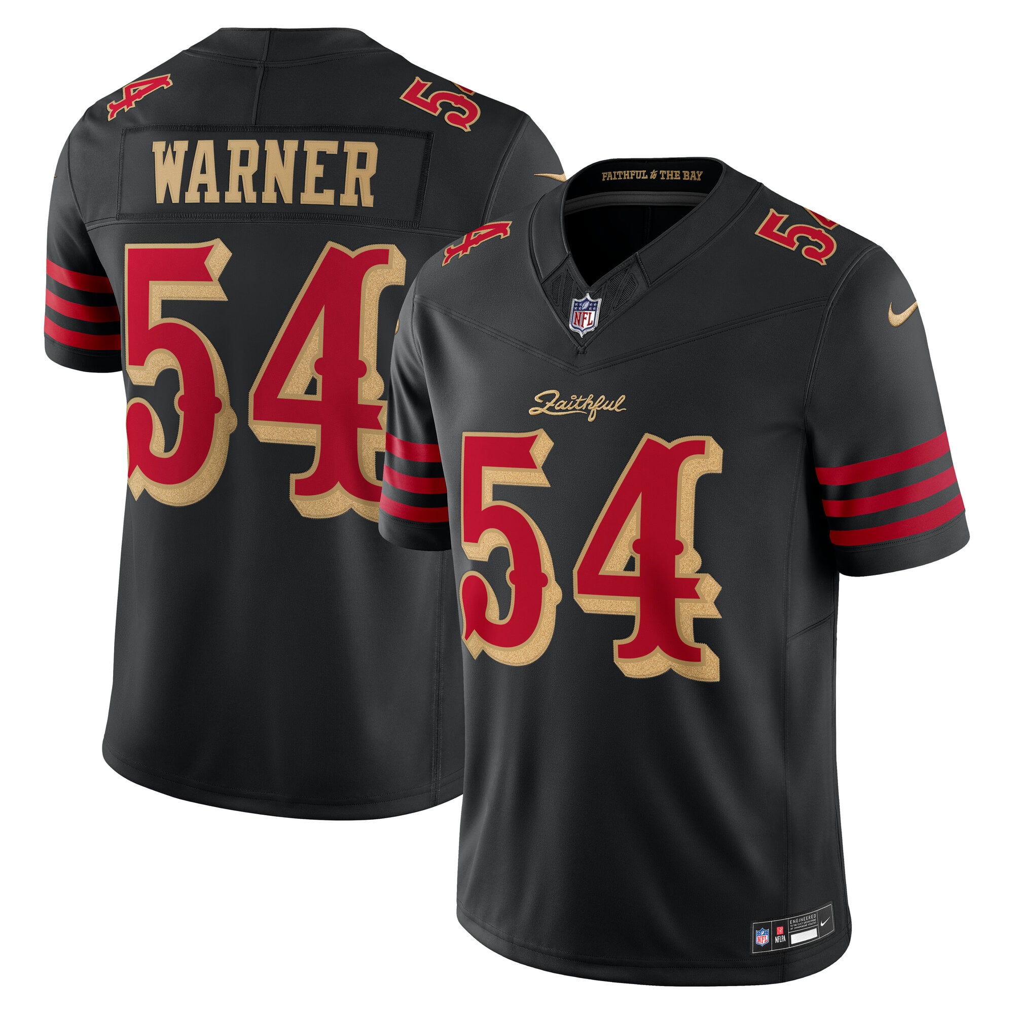 Maillot Nike Fred Warner noir pour homme, collection Rivalries des 49ers de San Francisco, édition limitée cousue