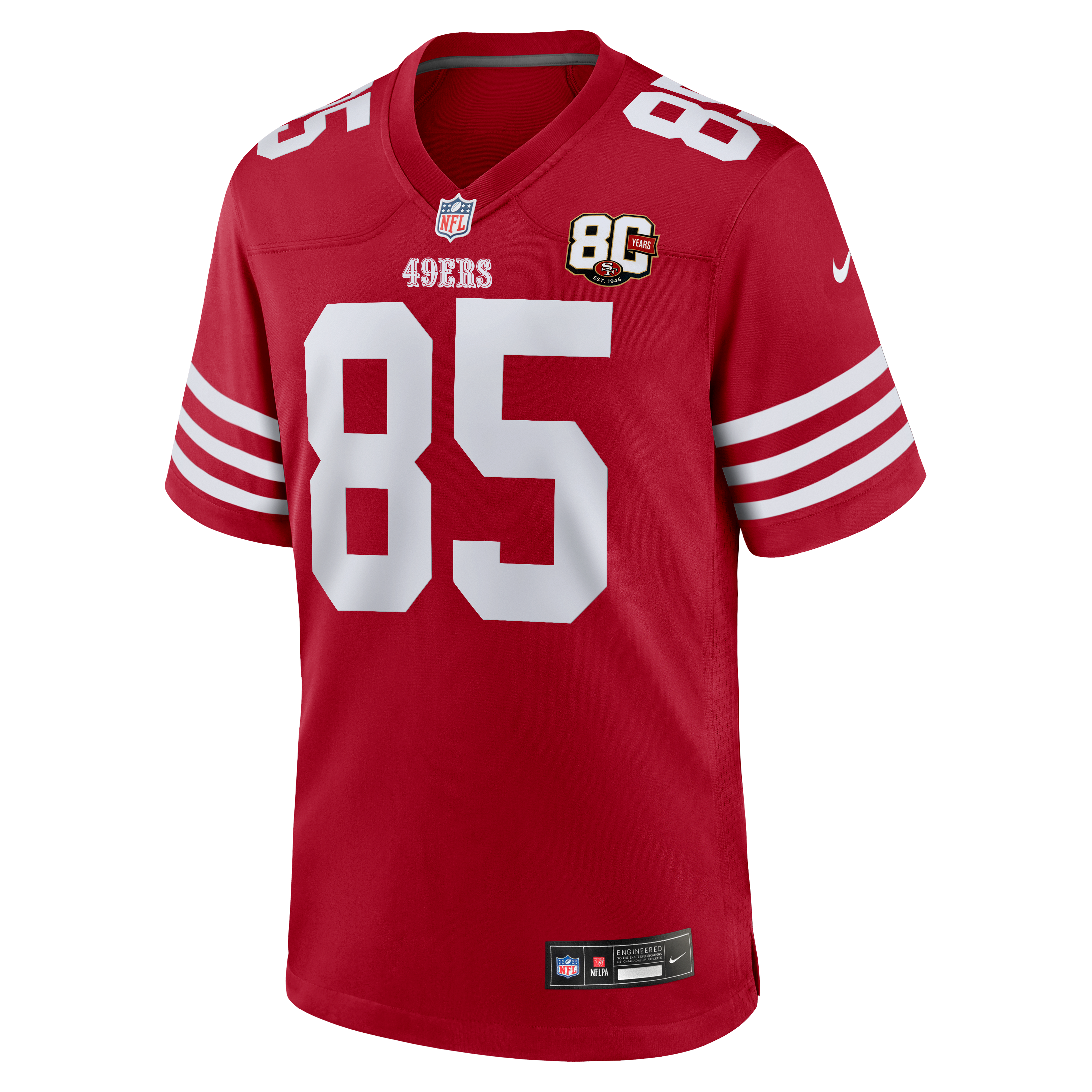 Men's Nike George Kittle Scarlet San Francisco 49ers 80th Anniversary Game Jersey