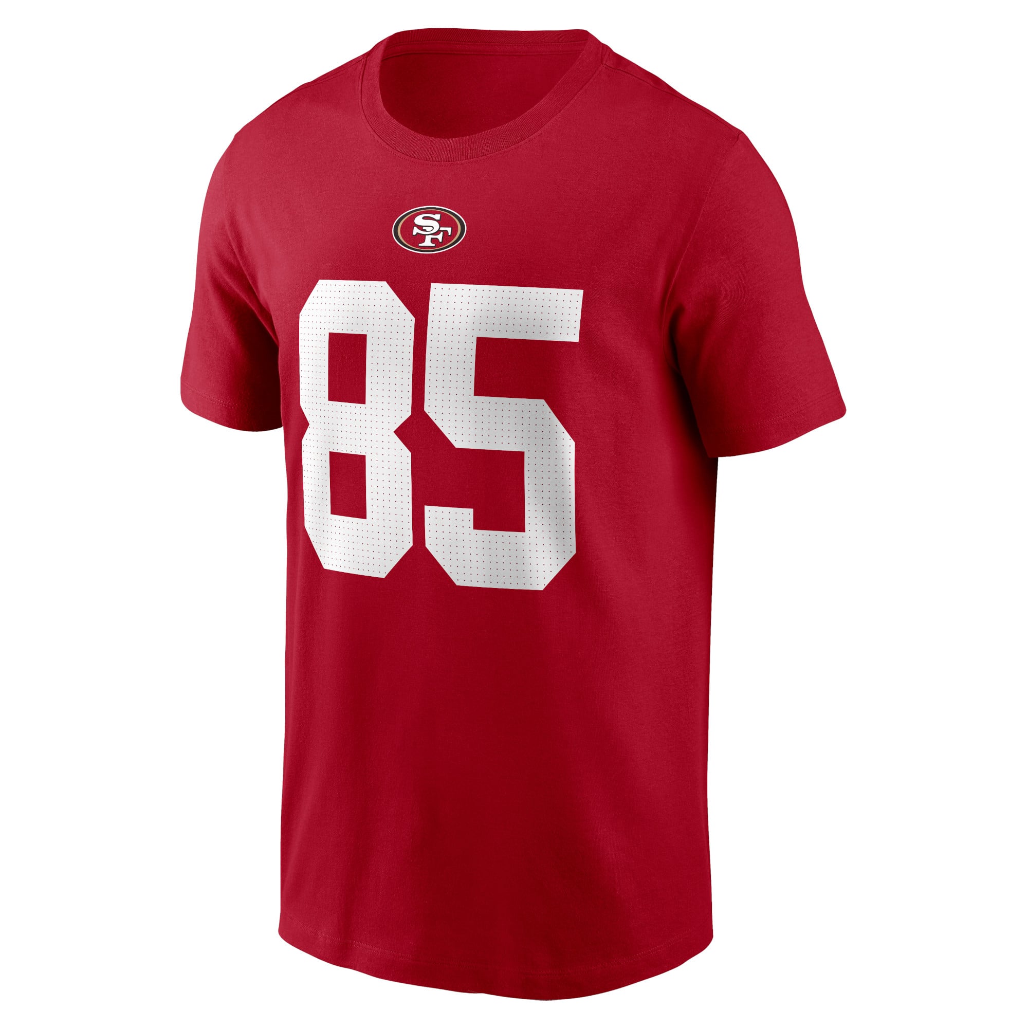 T-shirt Nike George Kittle rouge écarlate des 49ers de San Francisco pour homme, avec nom et numéro