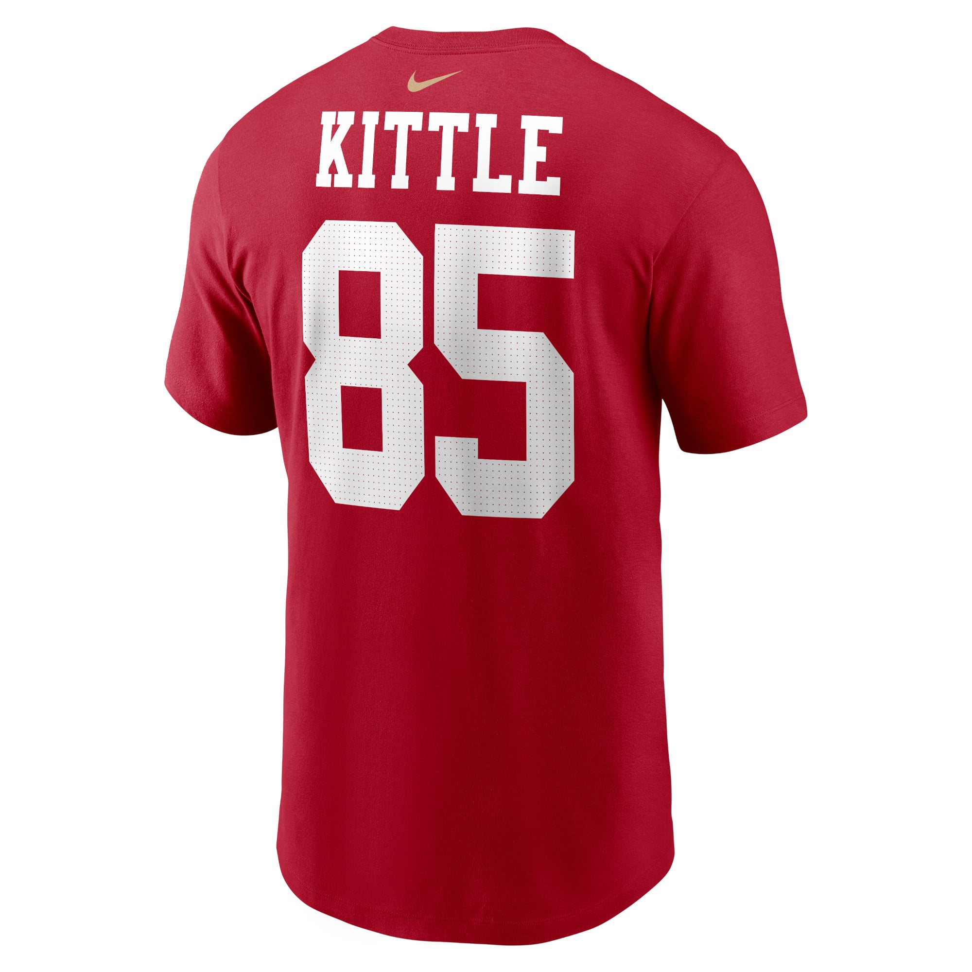 T-shirt Nike George Kittle rouge écarlate des 49ers de San Francisco pour homme, avec nom et numéro