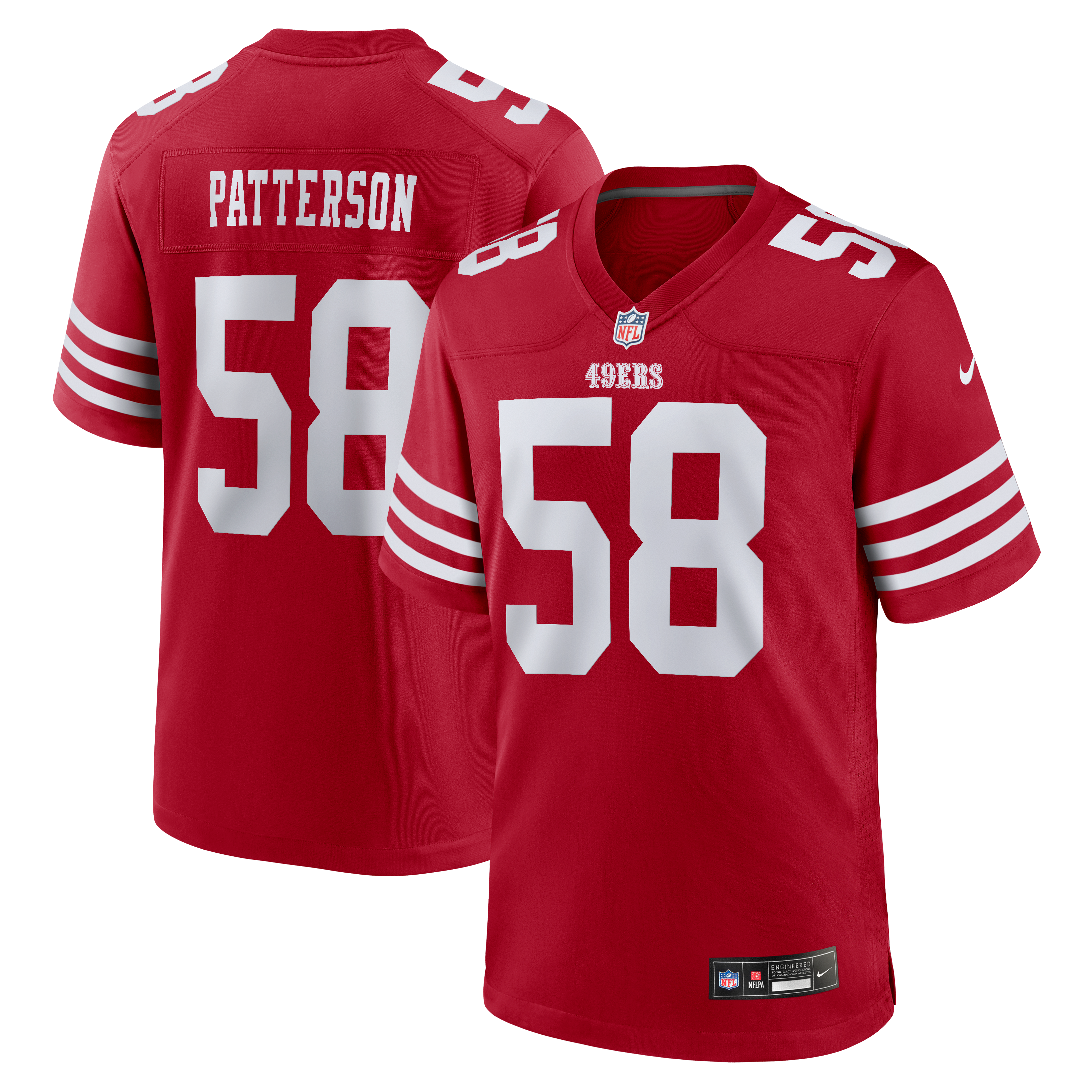 Maillot de match Nike Jarrett Patterson Scarlet des 49ers San Francisco pour homme