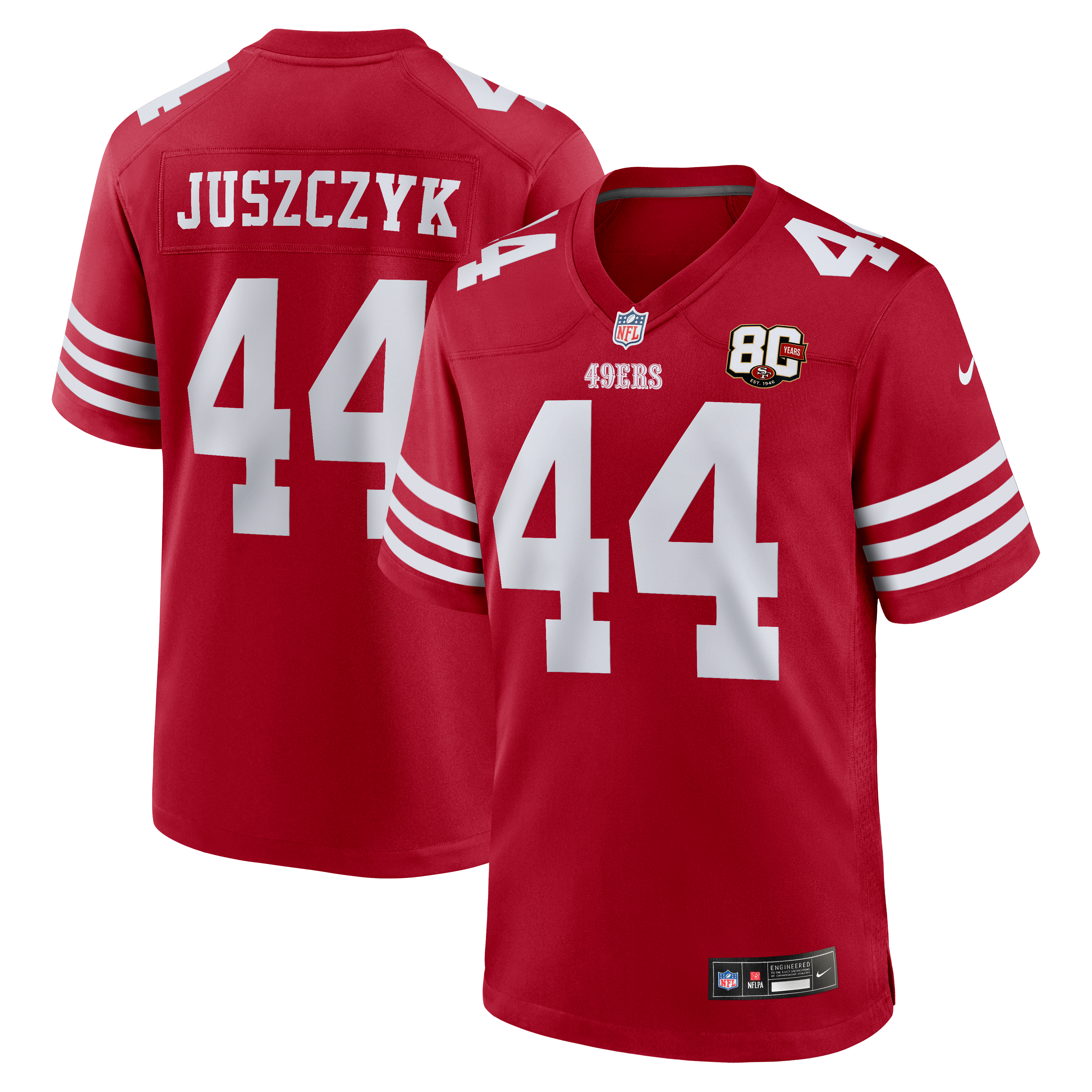 Men's Nike Kyle Juszczyk Scarlet San Francisco 49ers 80th Anniversary Game Jersey