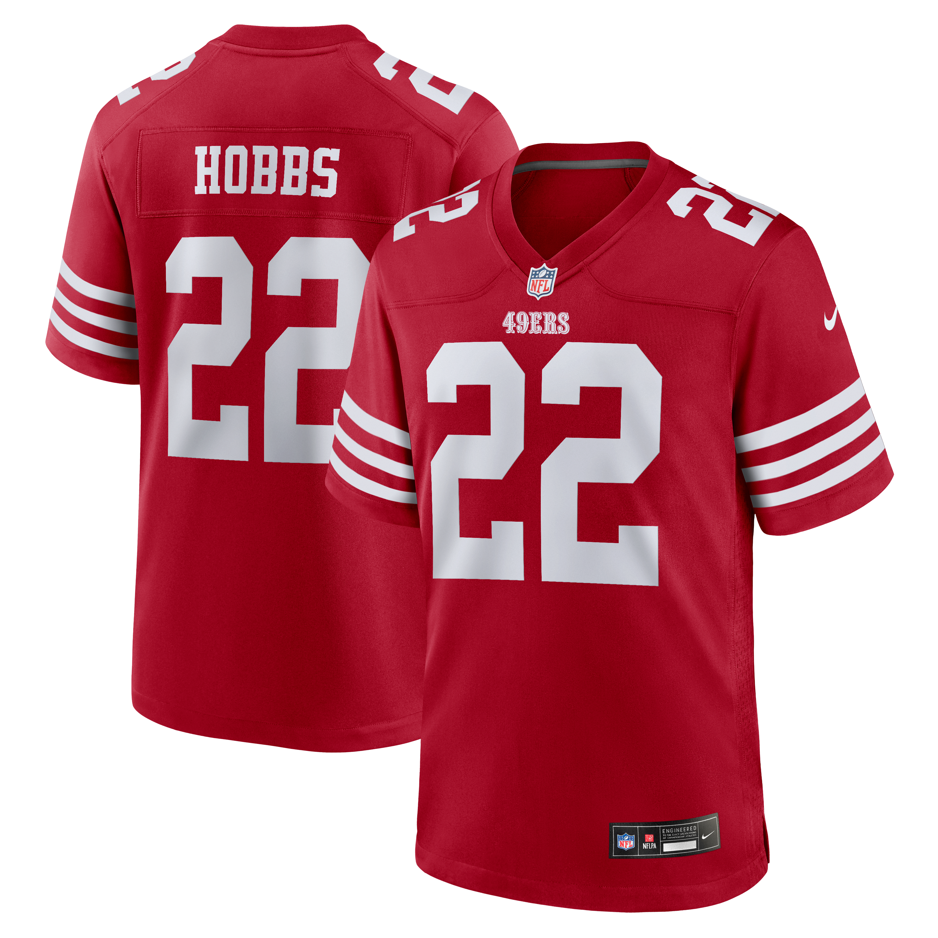 Maillot de match Nike Nate Hobbs rouge écarlate des 49ers San Francisco pour homme