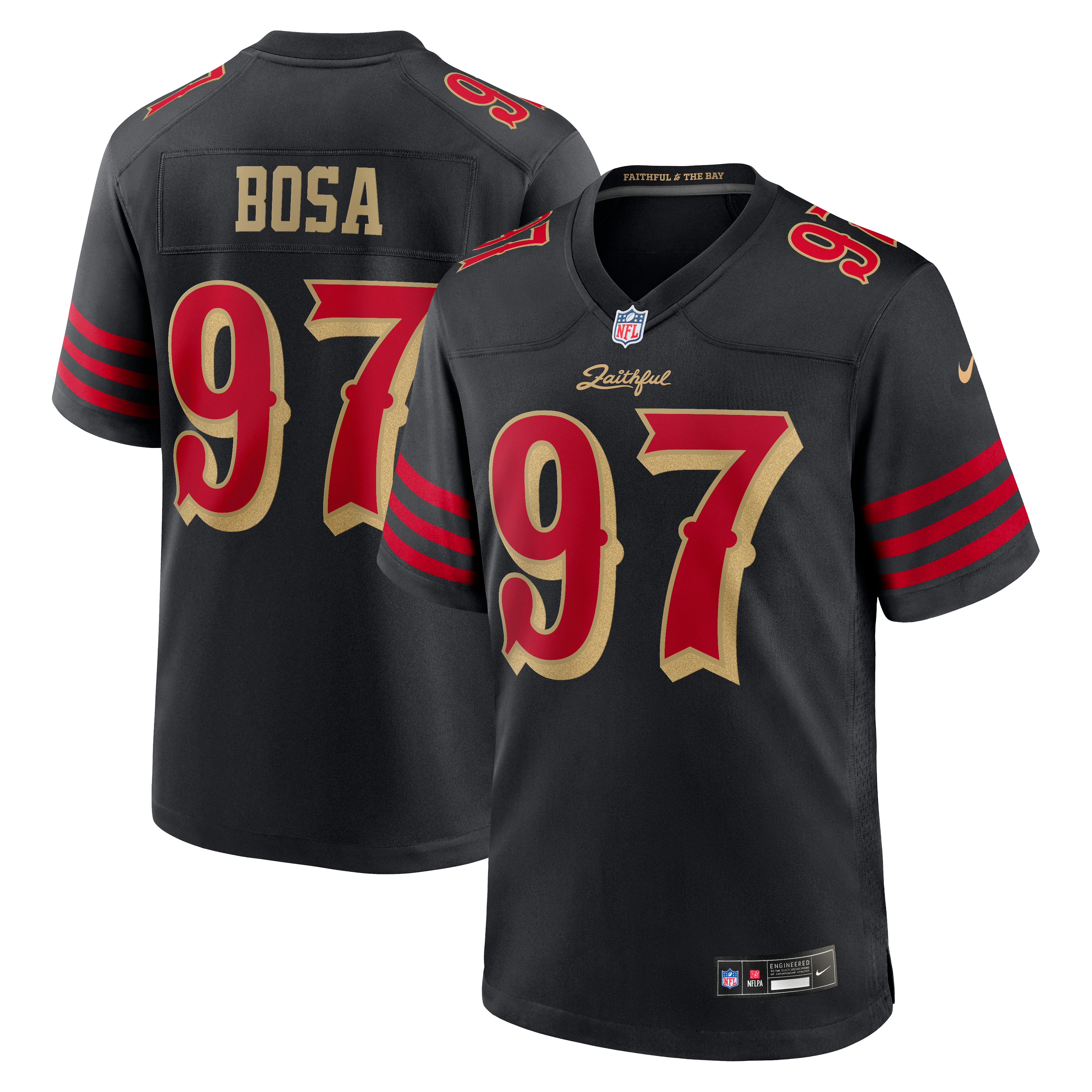 Maillot de match Nike Nick Bosa noir la collection Rivalries des 49ers San Francisco pour homme