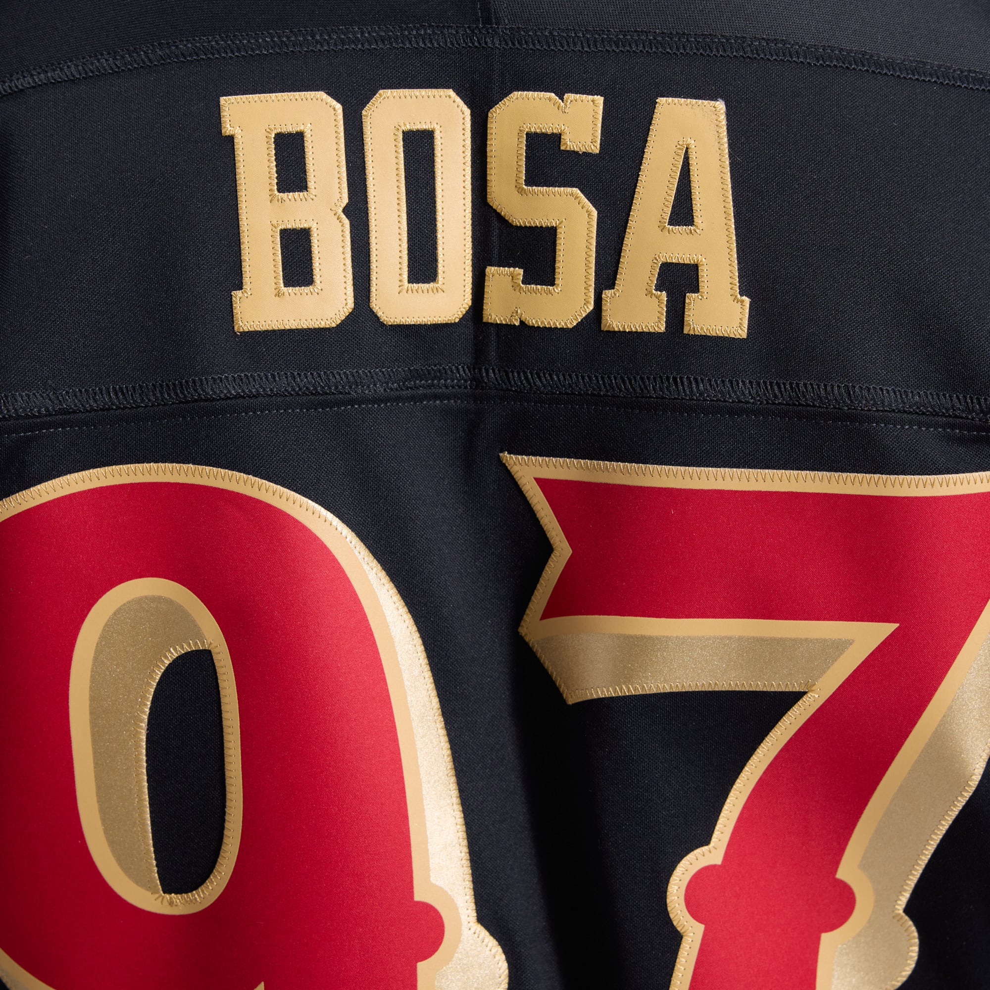 Maillot Nike Nick Bosa noir pour homme, collection Rivalries des 49ers de San Francisco, édition limitée cousue