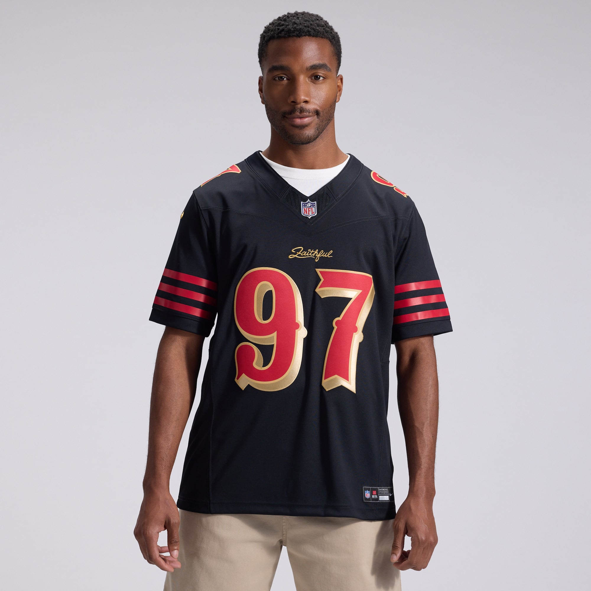Maillot Nike Nick Bosa noir pour homme, collection Rivalries des 49ers de San Francisco, édition limitée cousue