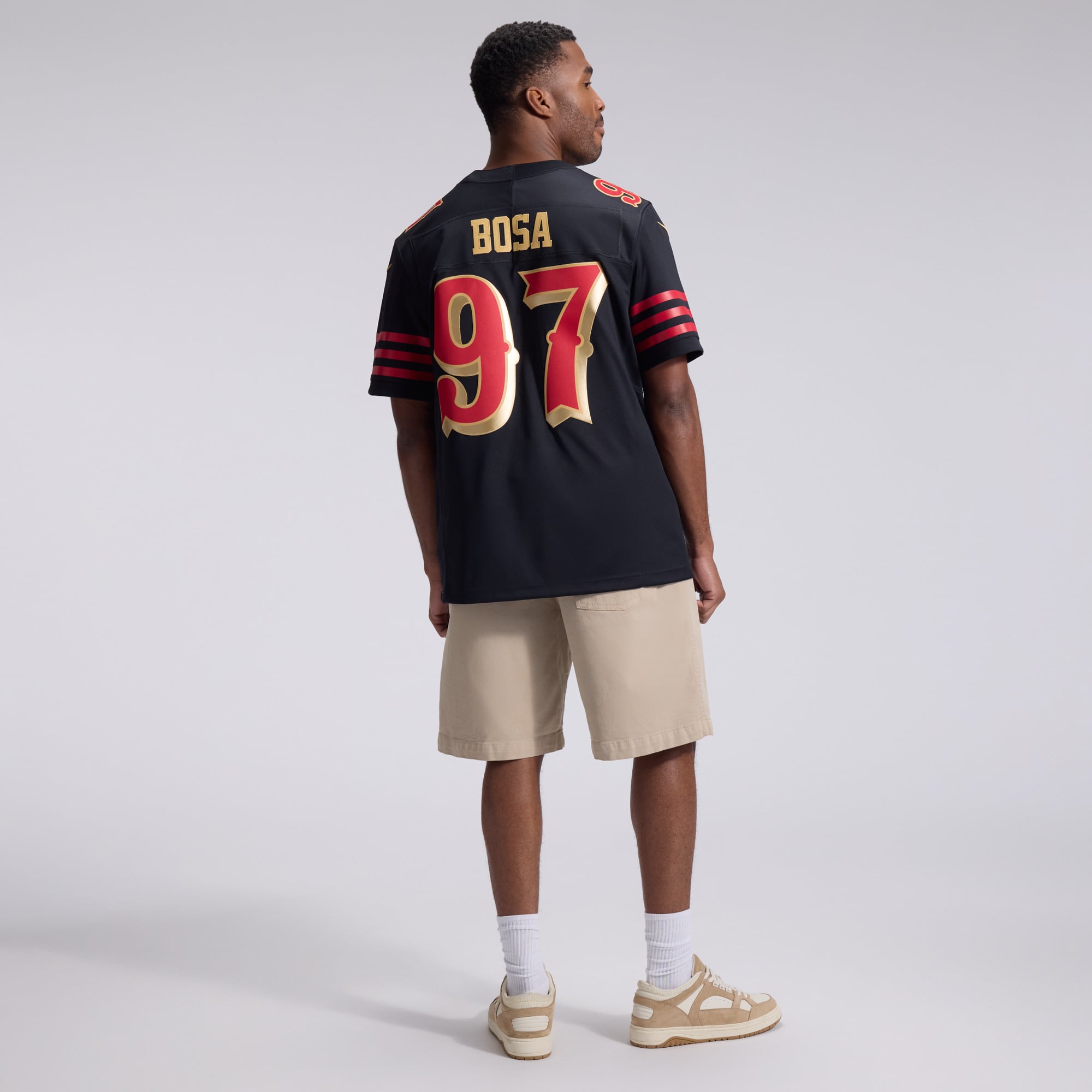 Maillot Nike Nick Bosa noir pour homme, collection Rivalries des 49ers de San Francisco, édition limitée cousue