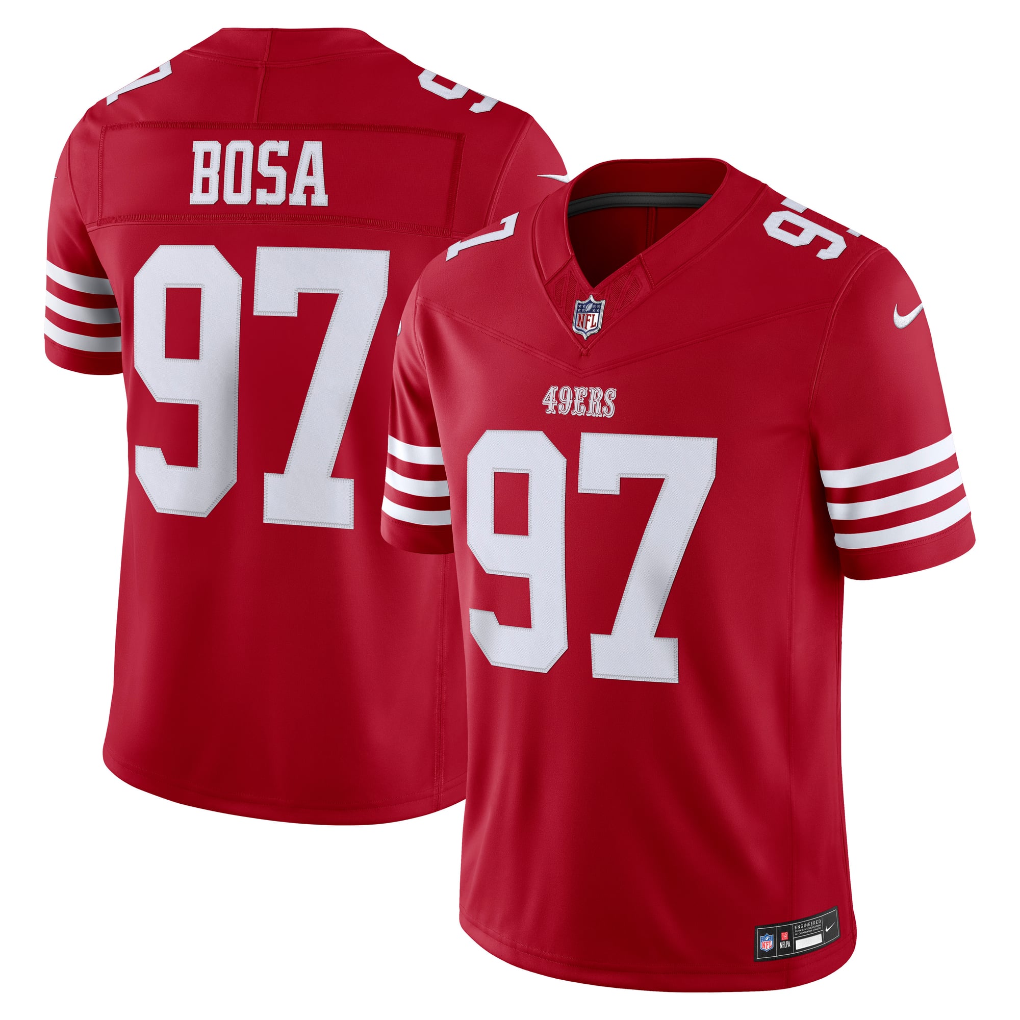 Men's Nike Nick Bosa Scarlet San Francisco 49ers Team Vapor F.U.S.E. Stitched Limited Jersey