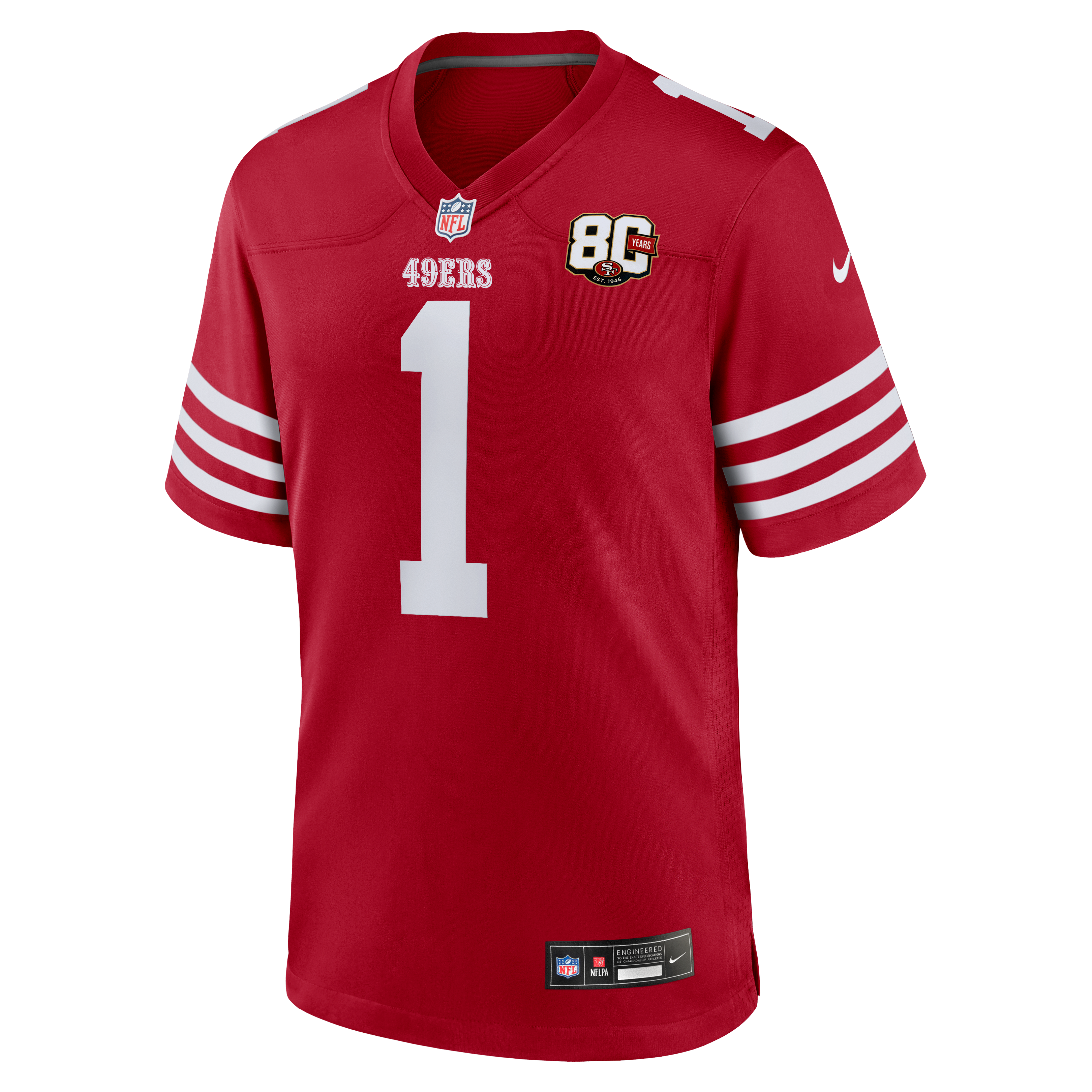 Maillot Nike Ricky Pearsall Scarlet des 49ers de San Francisco, édition spéciale 80e anniversaire