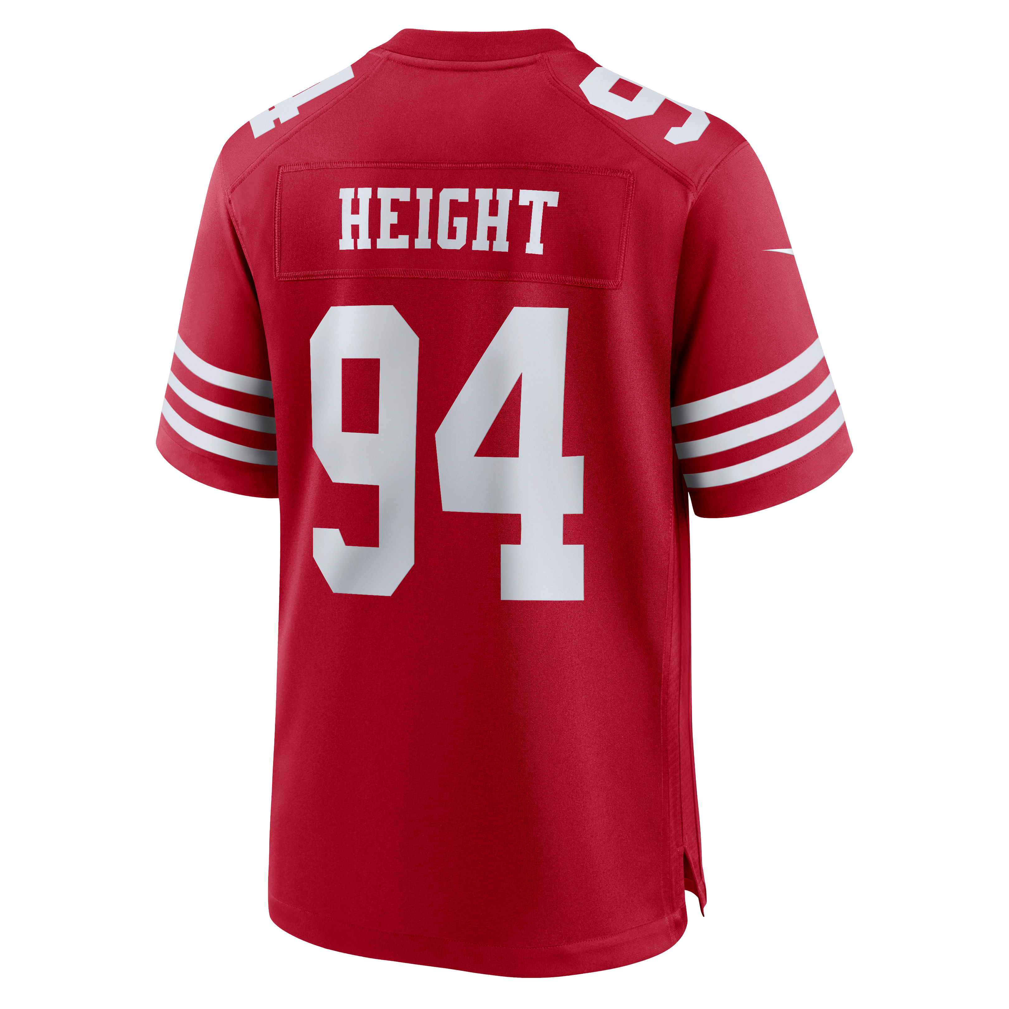 Maillot de match Nike Romello Height Scarlet des 49ers San Francisco pour homme
