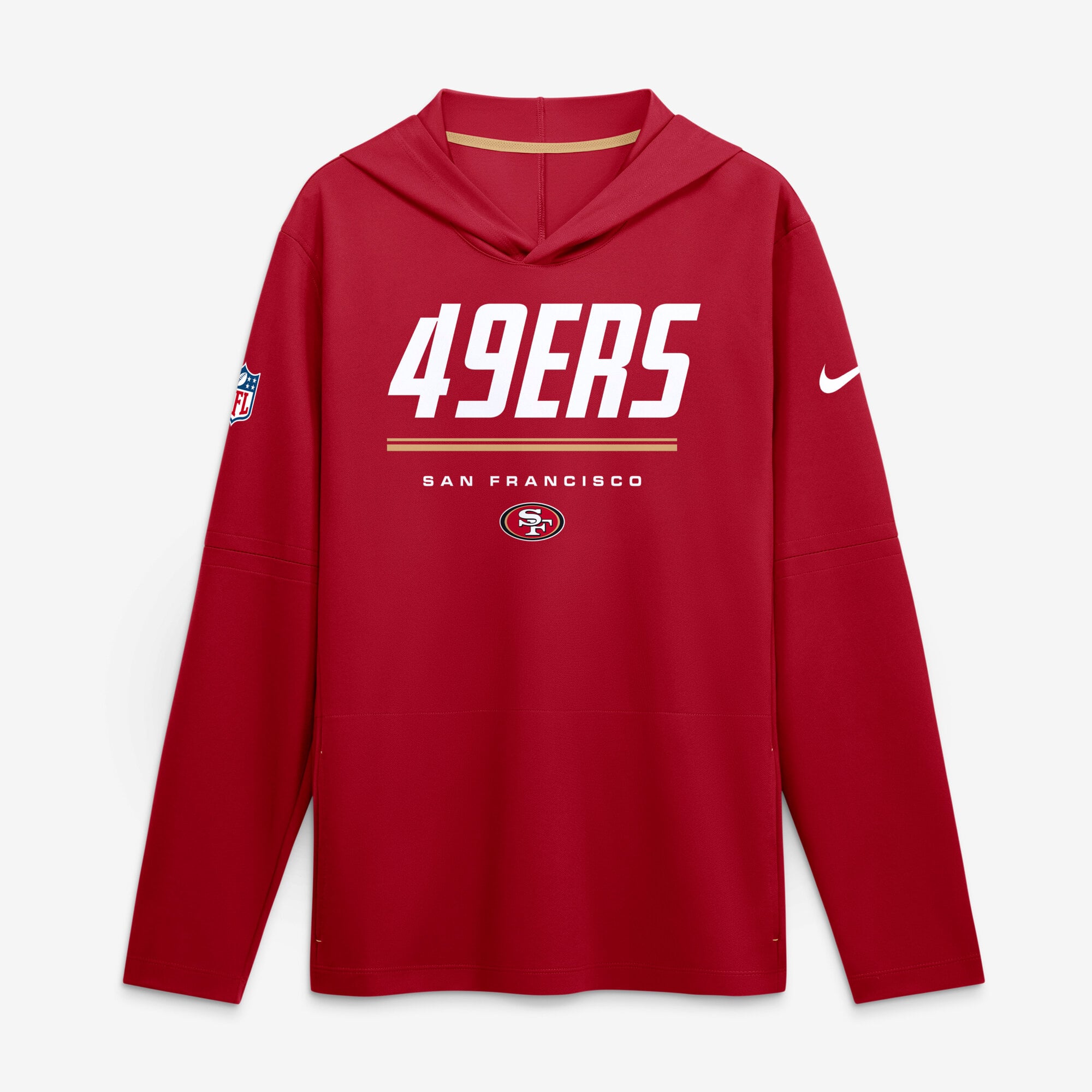 Men's Nike Scarlet San Francisco 49ers Big & Tall Sideline Game On Lightweight Hooded Long Sleeve Dri-FIT Top