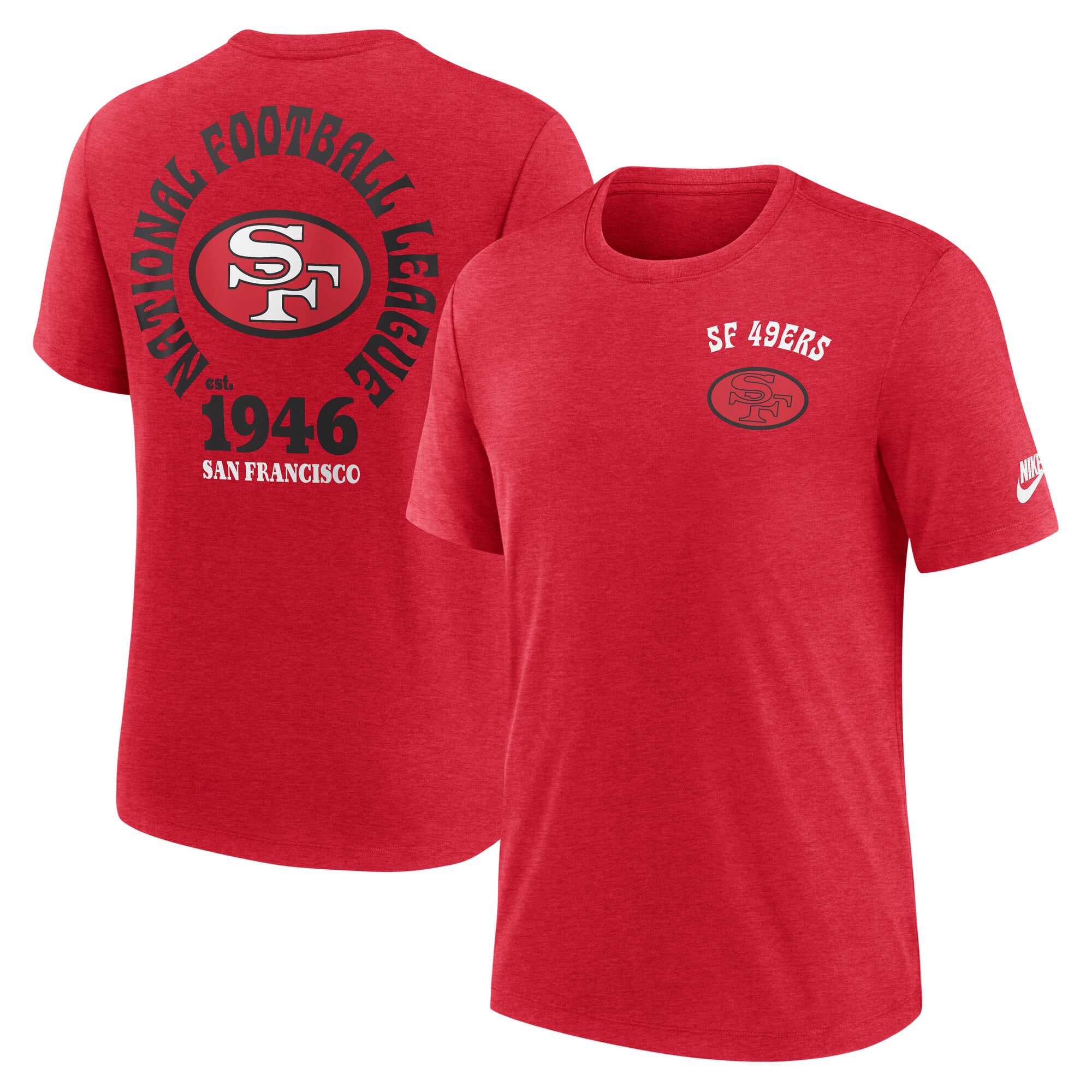 T-shirt Nike Scarlet San Francisco 49ers Rewind 2-Hit Tri-Blend pour homme