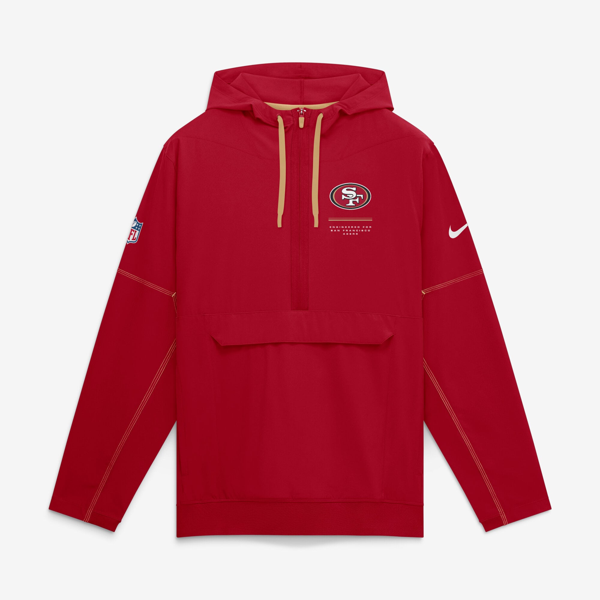 Men's Nike Scarlet San Francisco 49ers Sideline Logo Glory Anorak Half-Zip Hooded Jacket