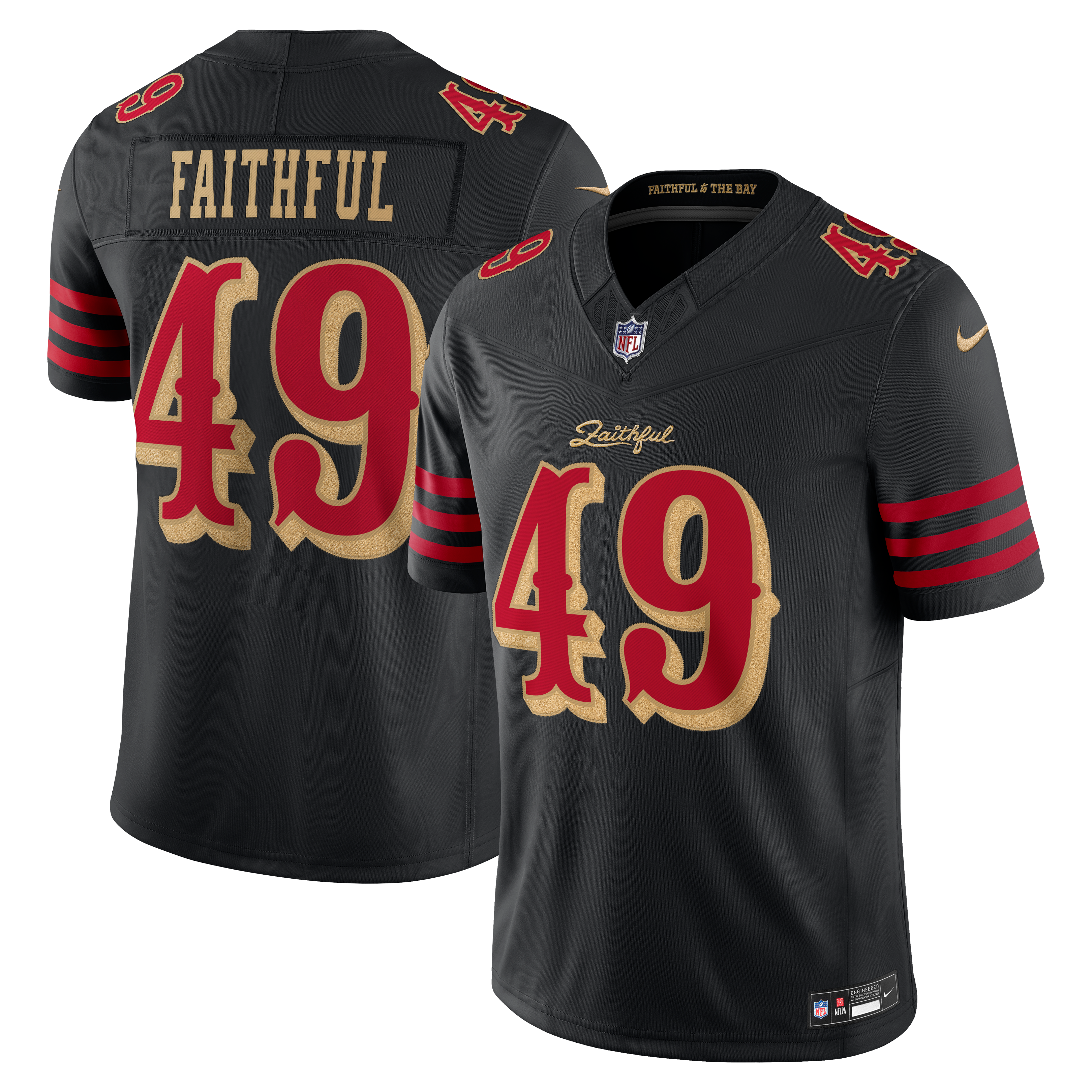 Maillot Nike The Faithful noir pour homme, collection Rivalries des 49ers de San Francisco, édition limitée cousue
