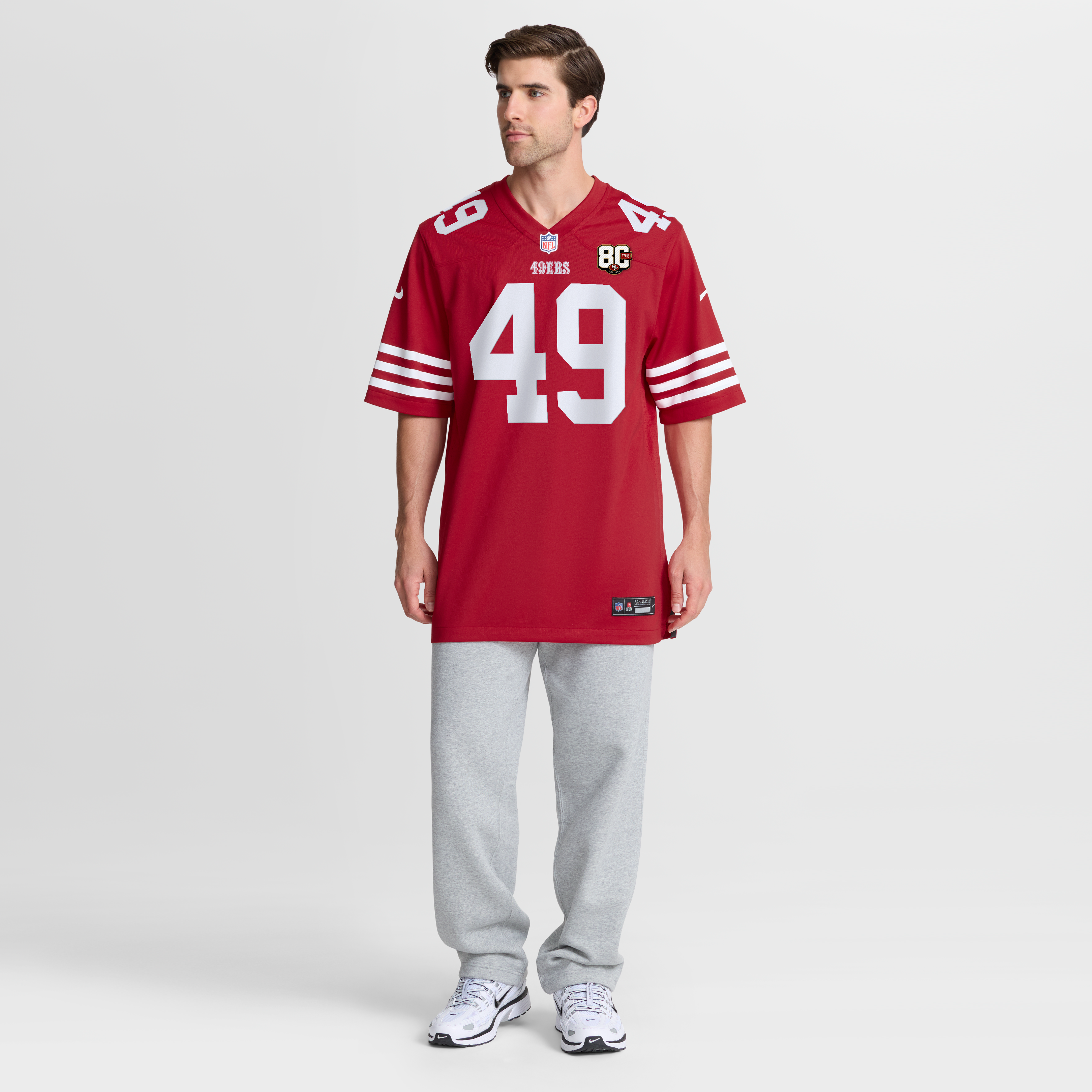 Maillot Nike The Faithful Scarlet pour homme, édition spéciale 80e anniversaire des 49ers de San Francisco