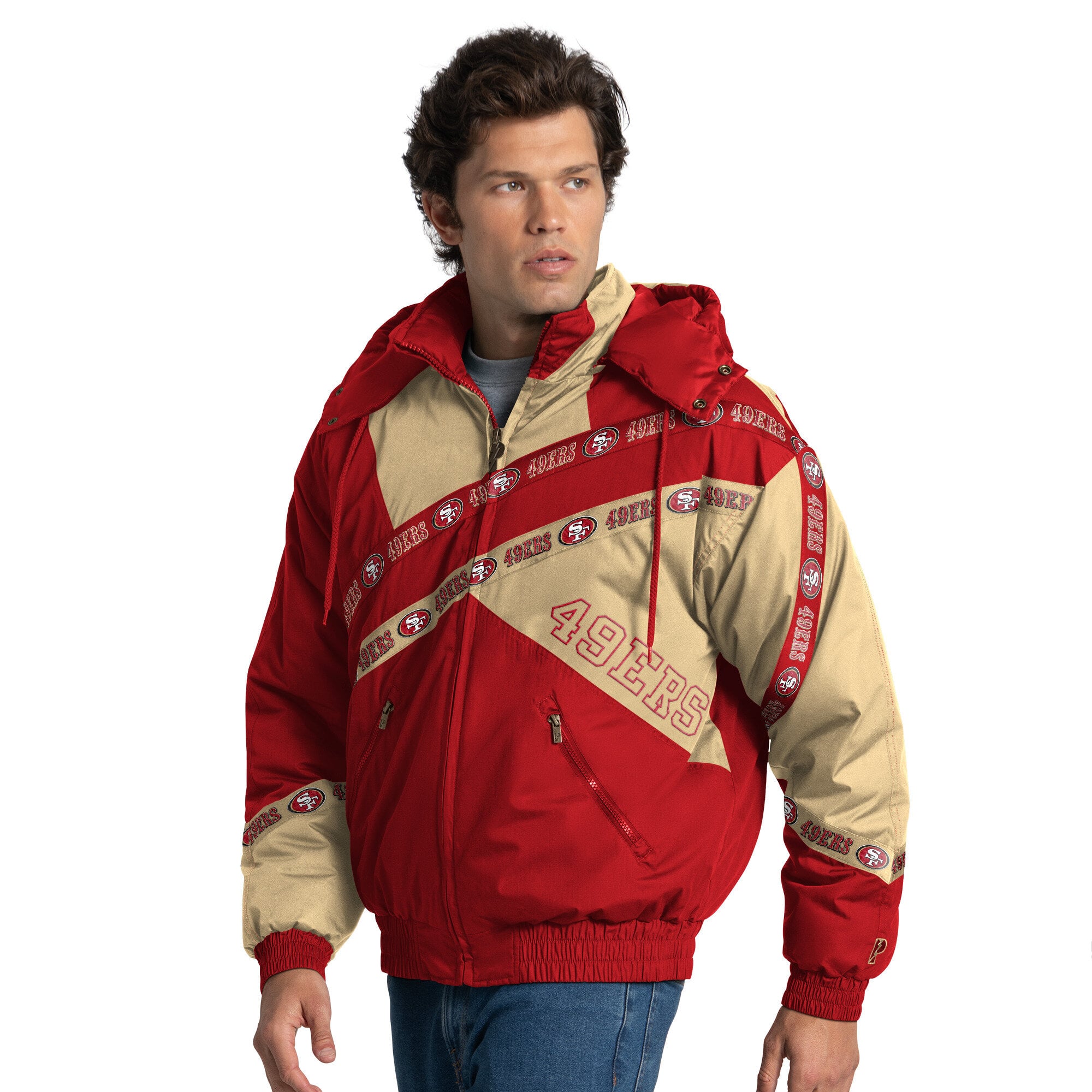 Veste zippée intégrale Pro Player Scarlet des 49ers de San Francisco pour homme, avec capuche amovible.