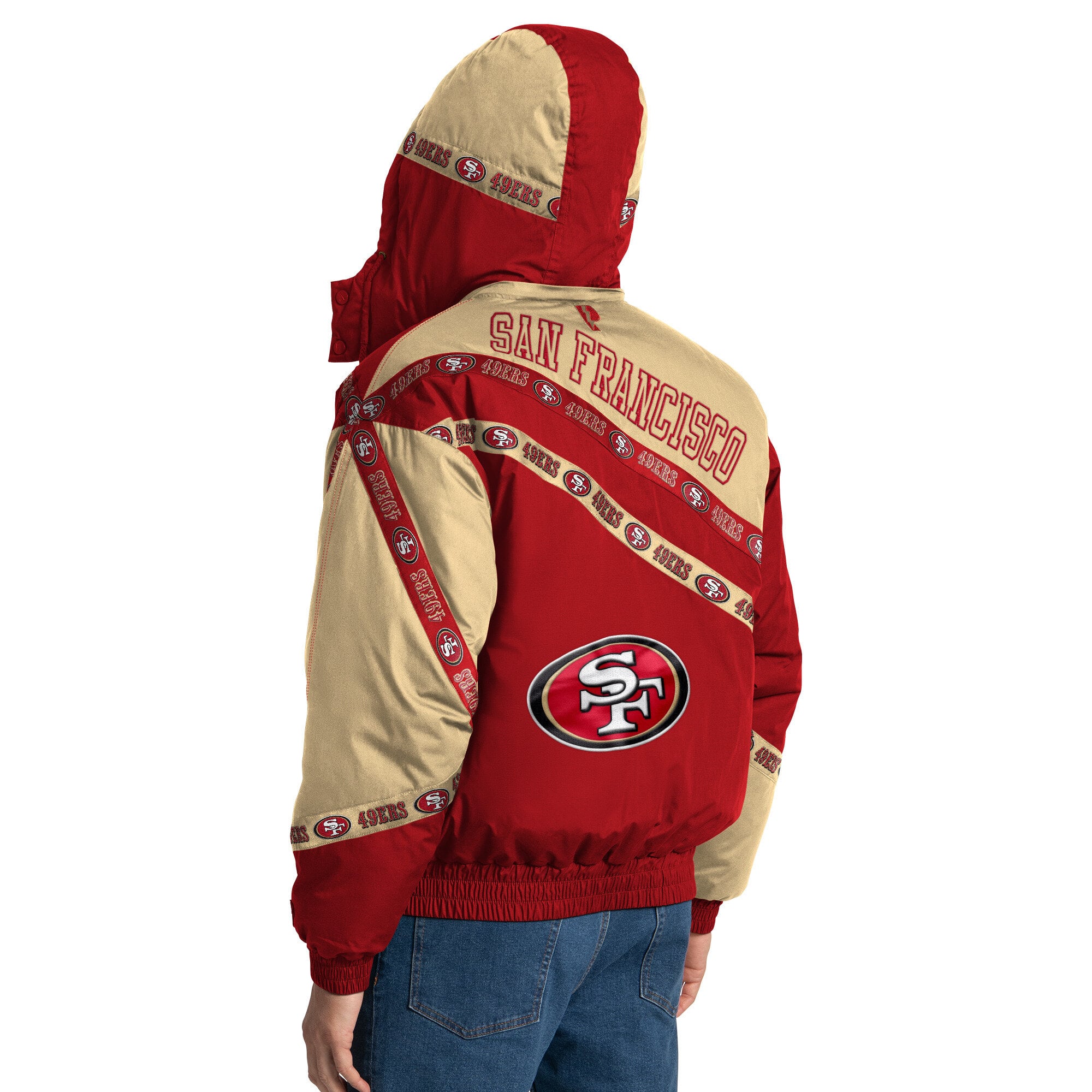 Veste zippée intégrale Pro Player Scarlet des 49ers de San Francisco pour homme, avec capuche amovible.