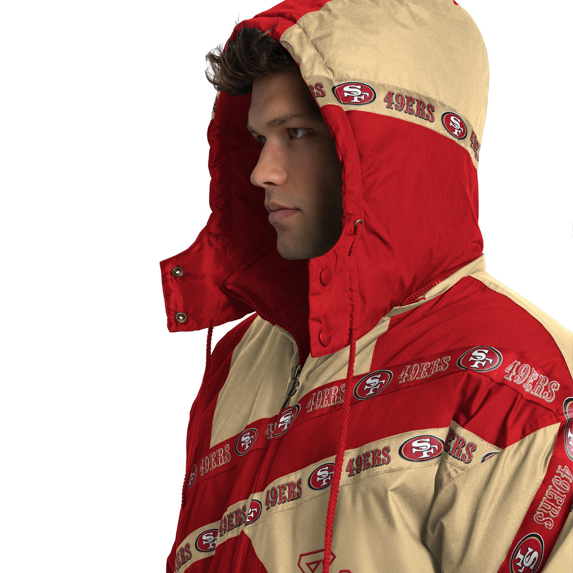 Veste zippée intégrale Pro Player Scarlet des 49ers de San Francisco pour homme, avec capuche amovible.