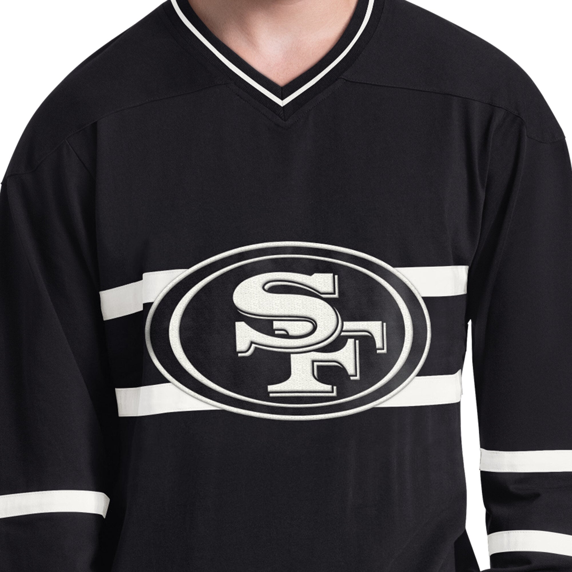 Men's Starter Black/White San Francisco 49ers Lineup Long Sleeve T-Shirt