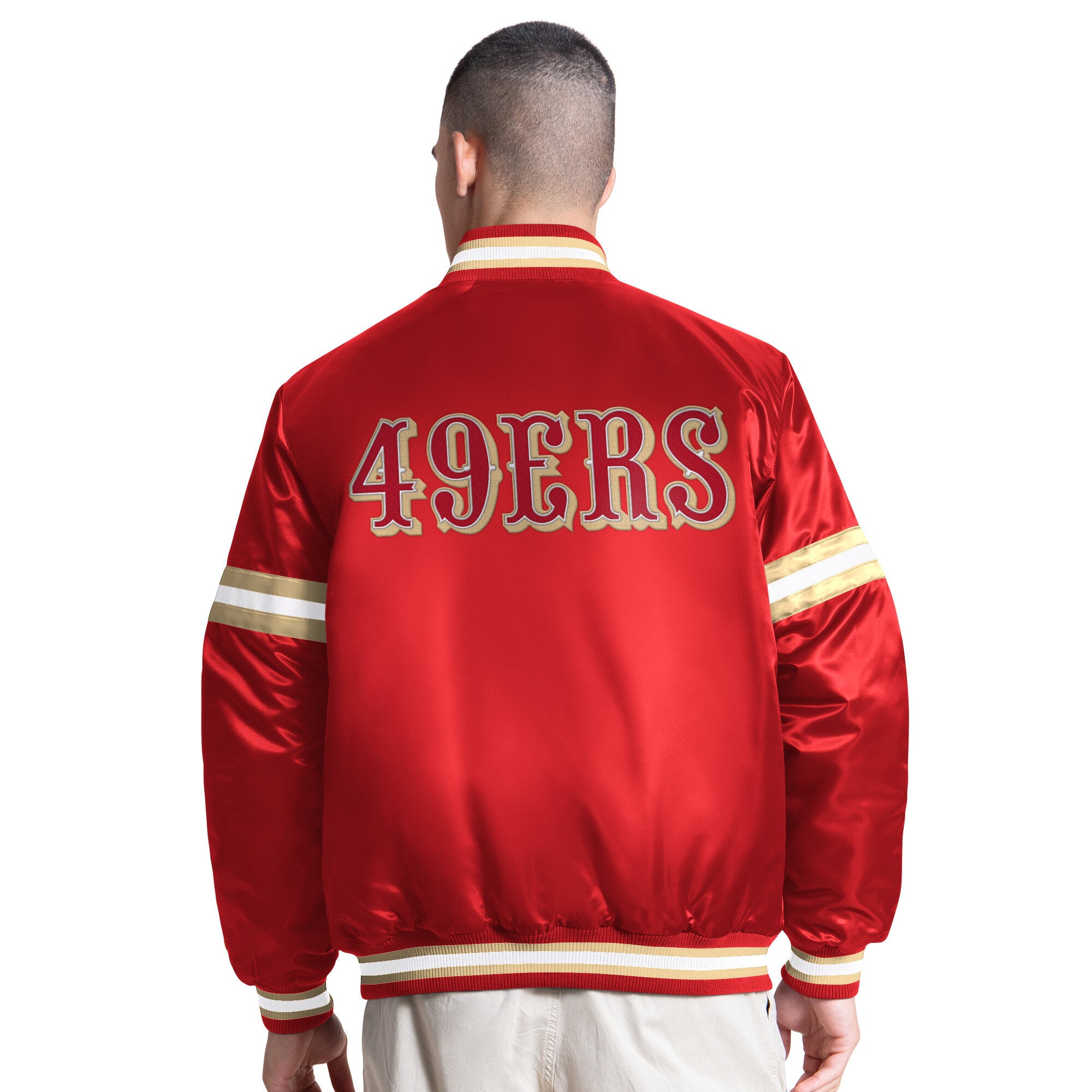 Veste universitaire Starter Scarlet San Francisco 49ers Courtside à boutons-pression pour homme