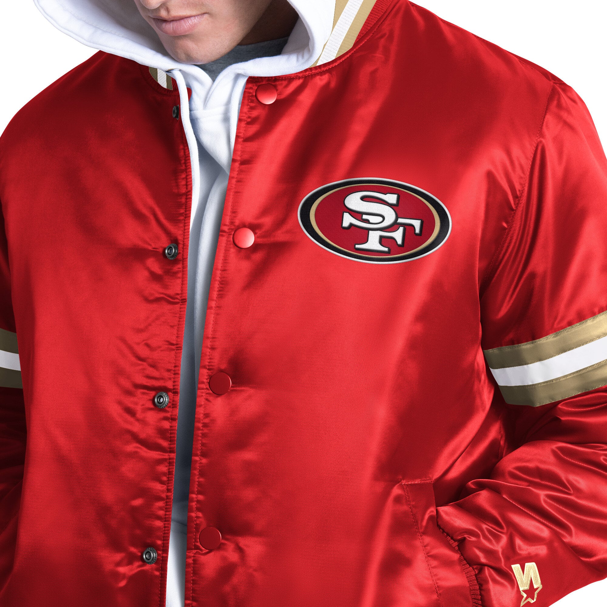 Veste universitaire Starter Scarlet San Francisco 49ers Courtside à boutons-pression pour homme
