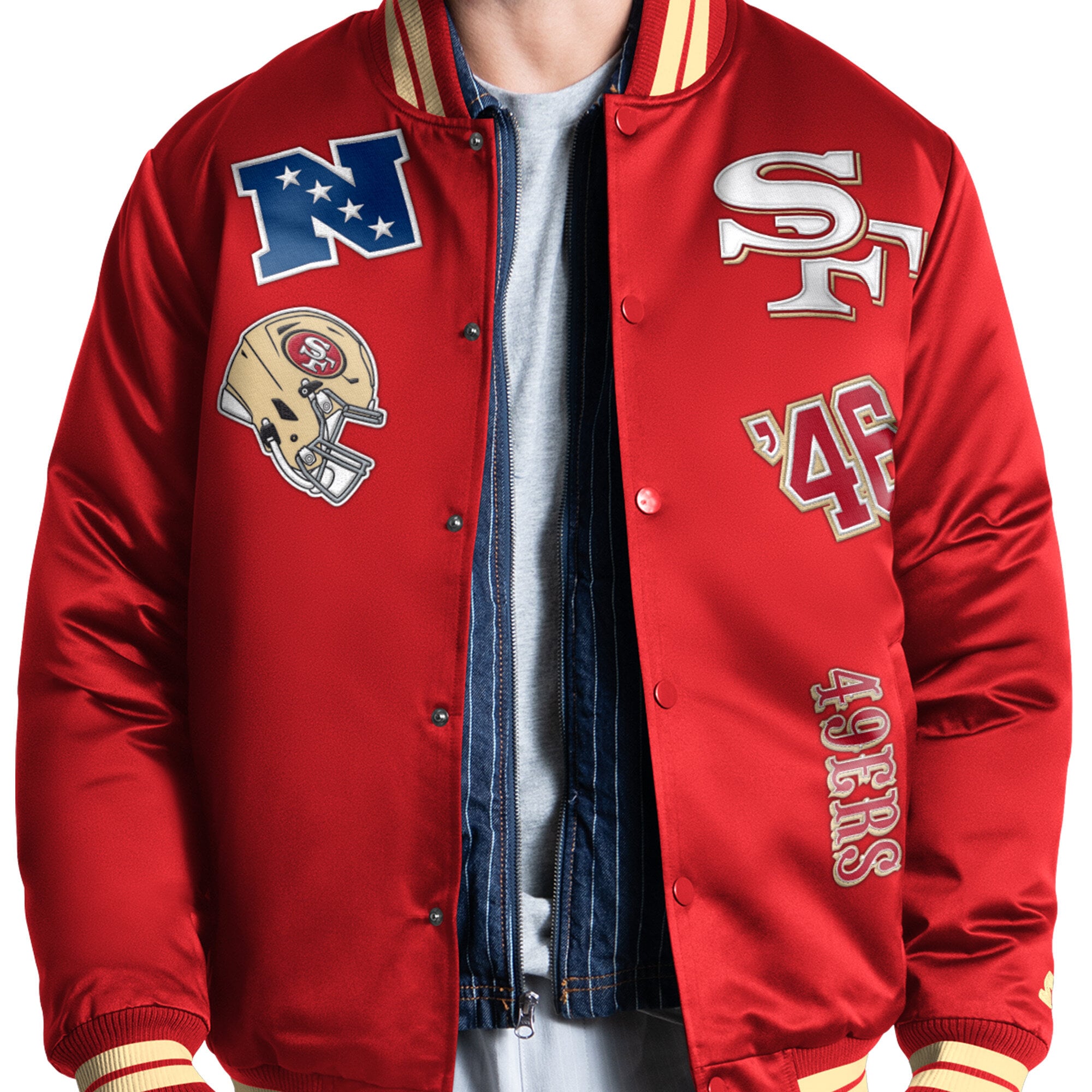 Veste universitaire Starter Scarlet San Francisco 49ers Elite à boutons-pression pour homme