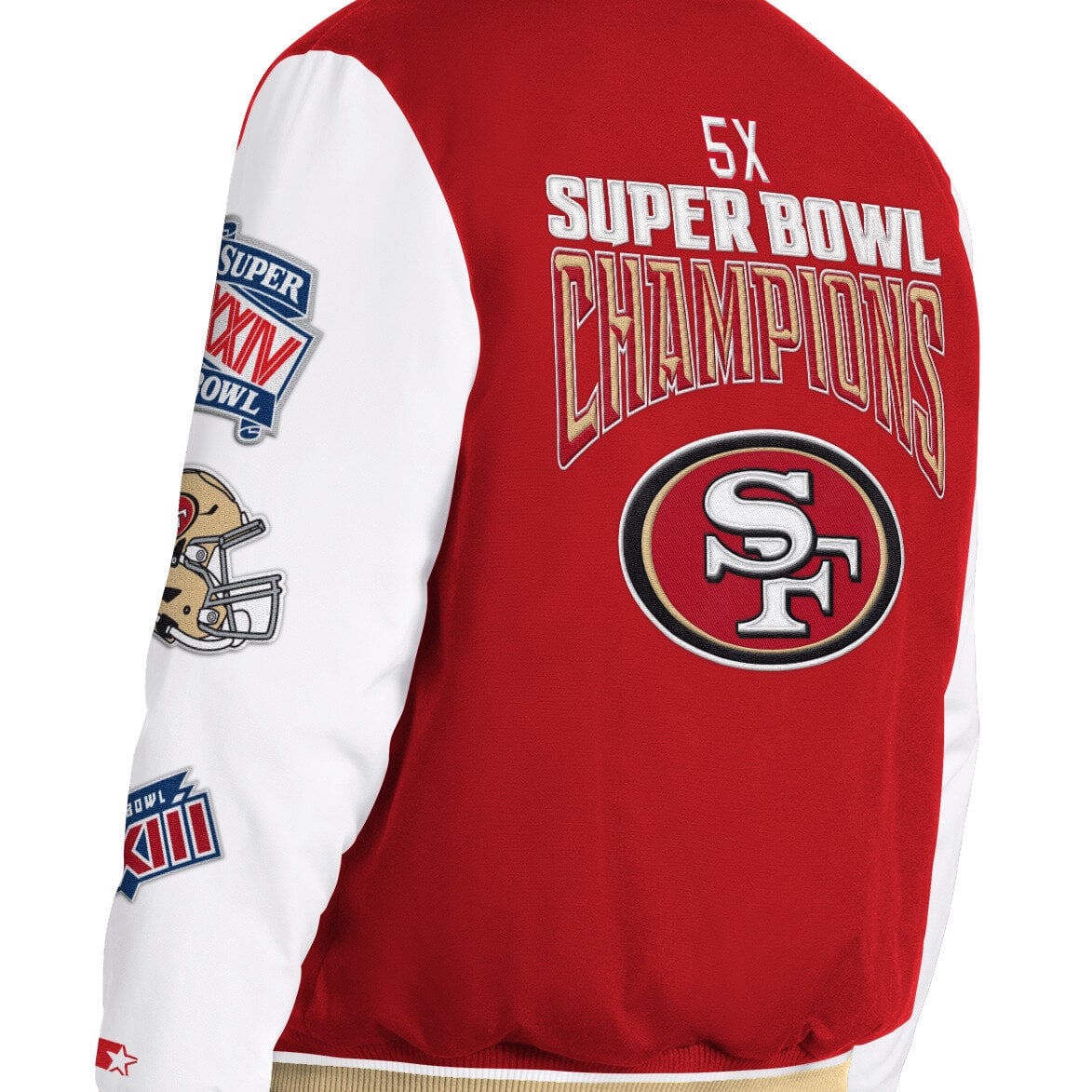 Veste universitaire Starter Scarlet San Francisco 49ers Playoffs pour homme, à boutons-pression.